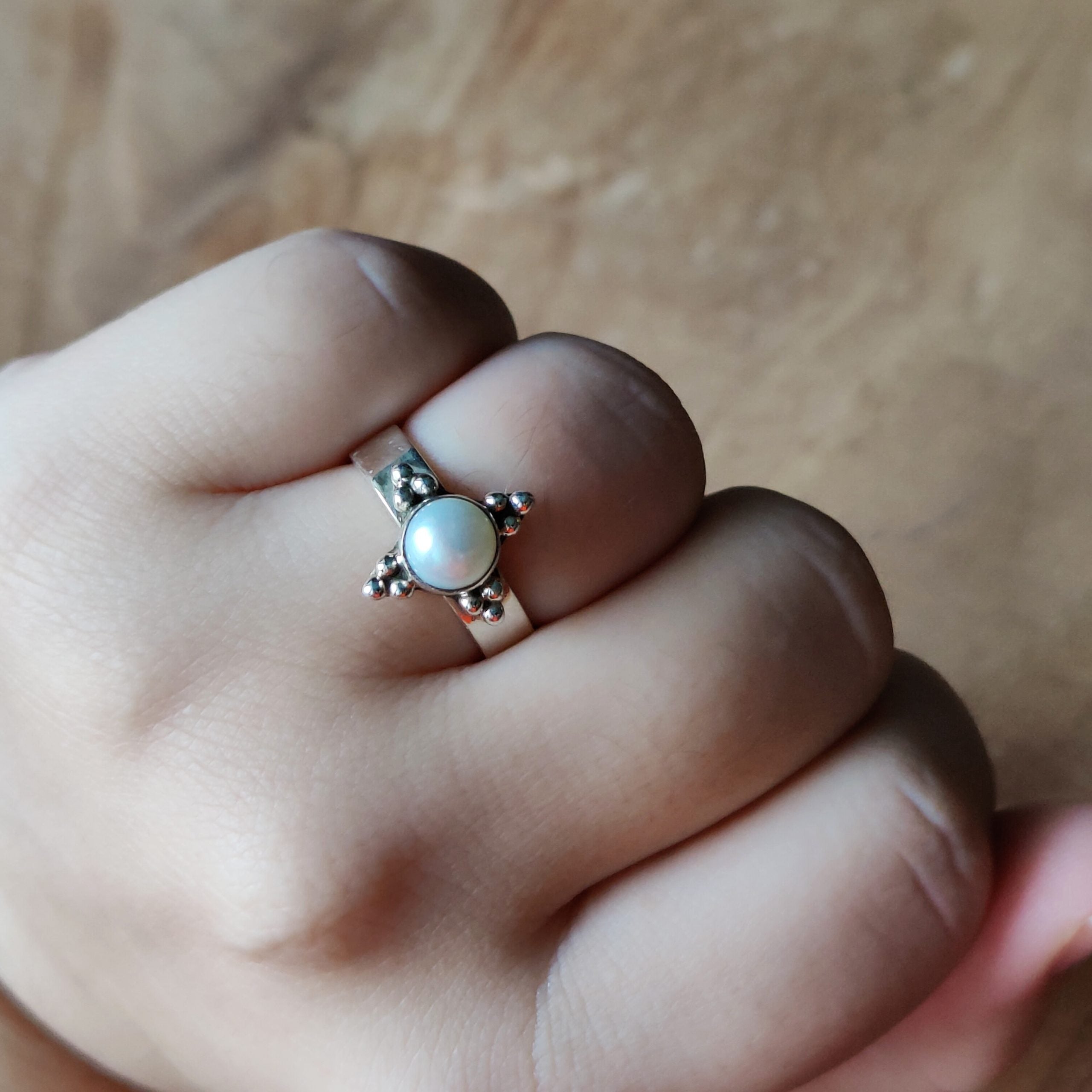 Ring Duniya | Sterling zilver & parel | maat 18 image 2