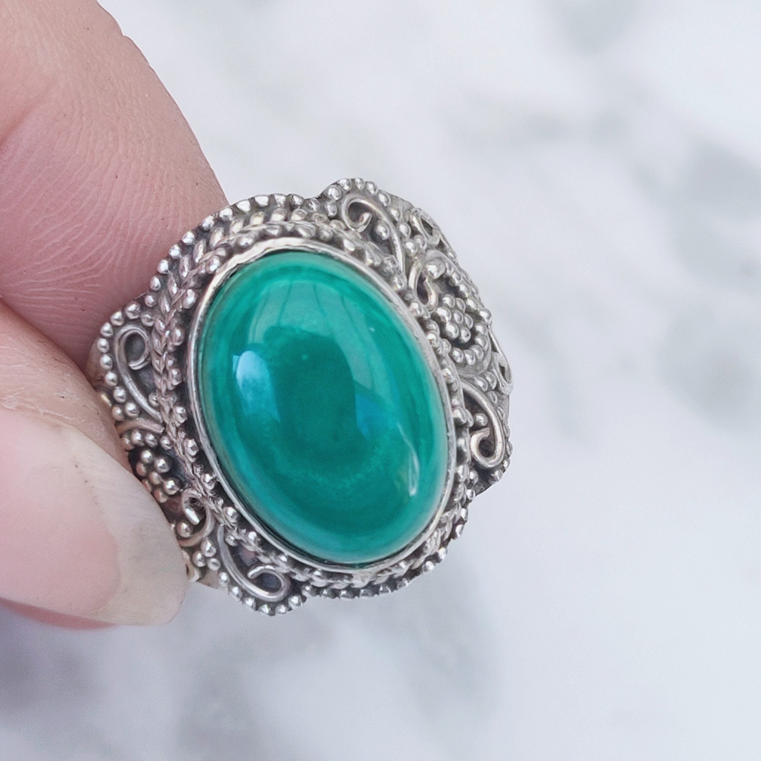Ring | Sterling zilver & malachiet | maat 18,25 image 2