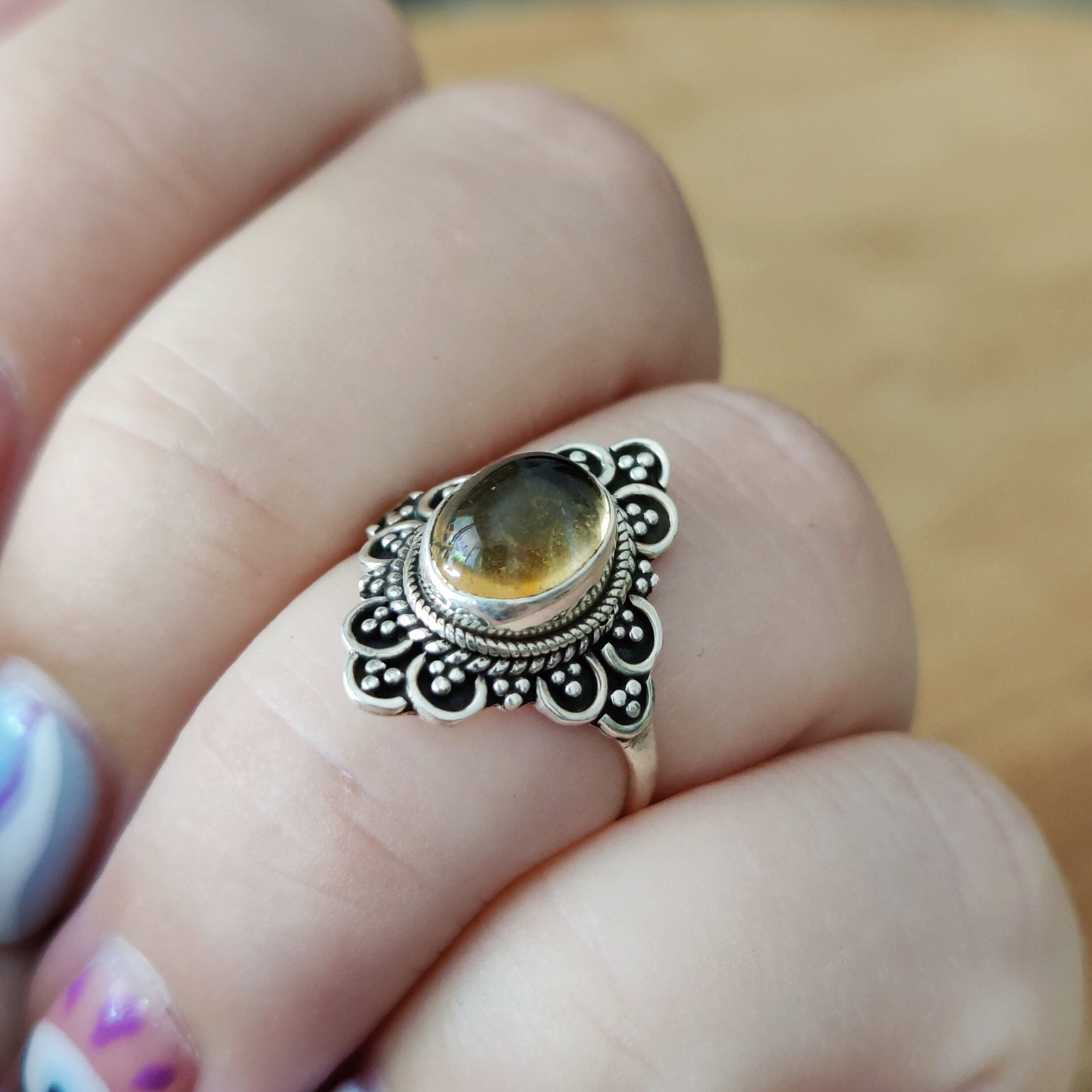 Ring | Sterling zilver & citrien | maat 16,5 image 1