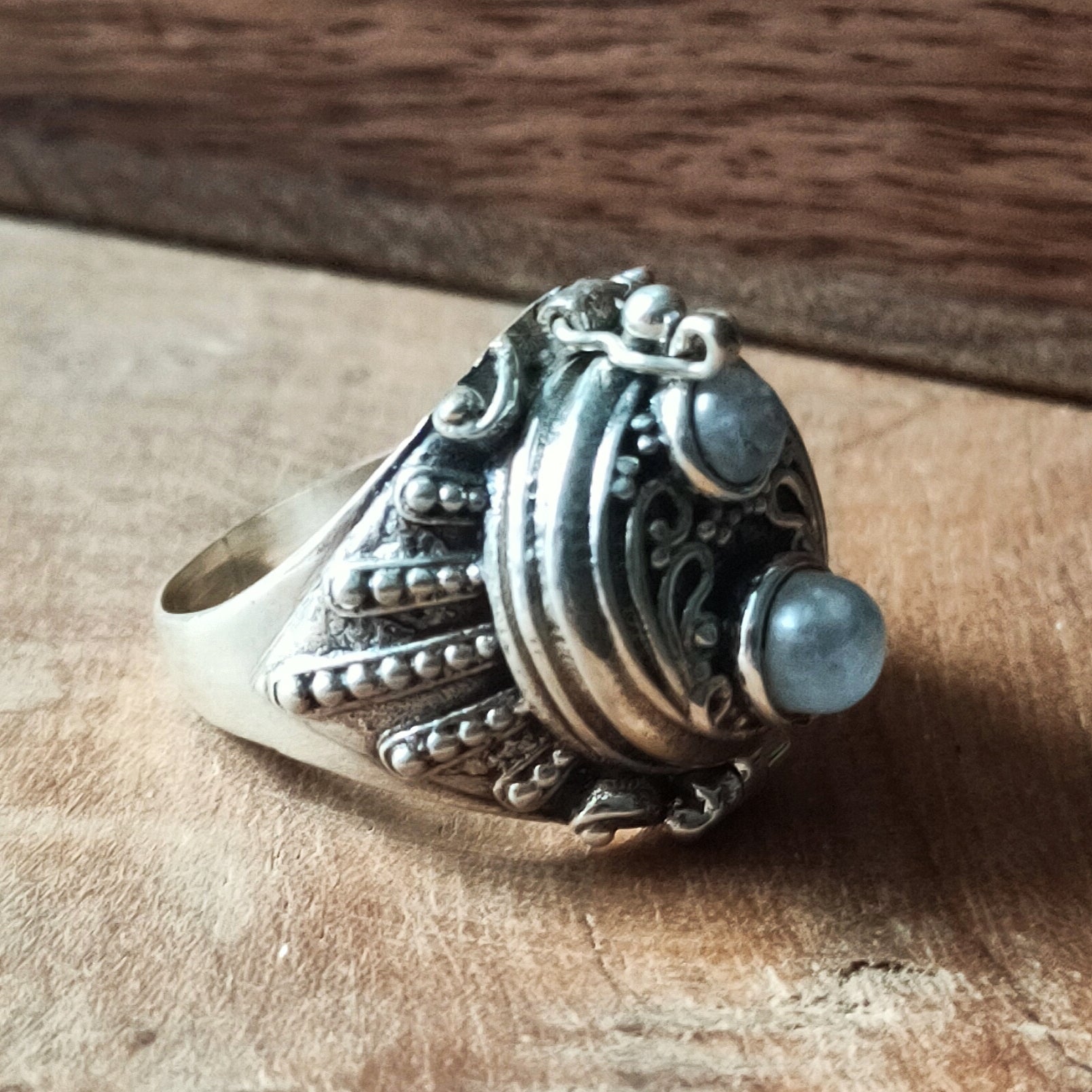 Poison box ring XL | Sterling zilver & maansteen | maat 18,75 image 2