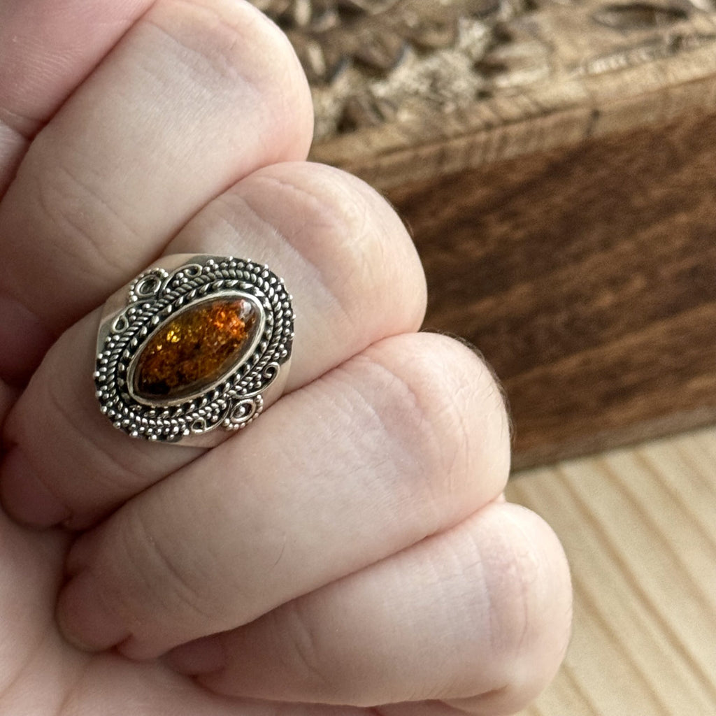 Ring | Sterling zilver & amber | maat 17,75 image 3