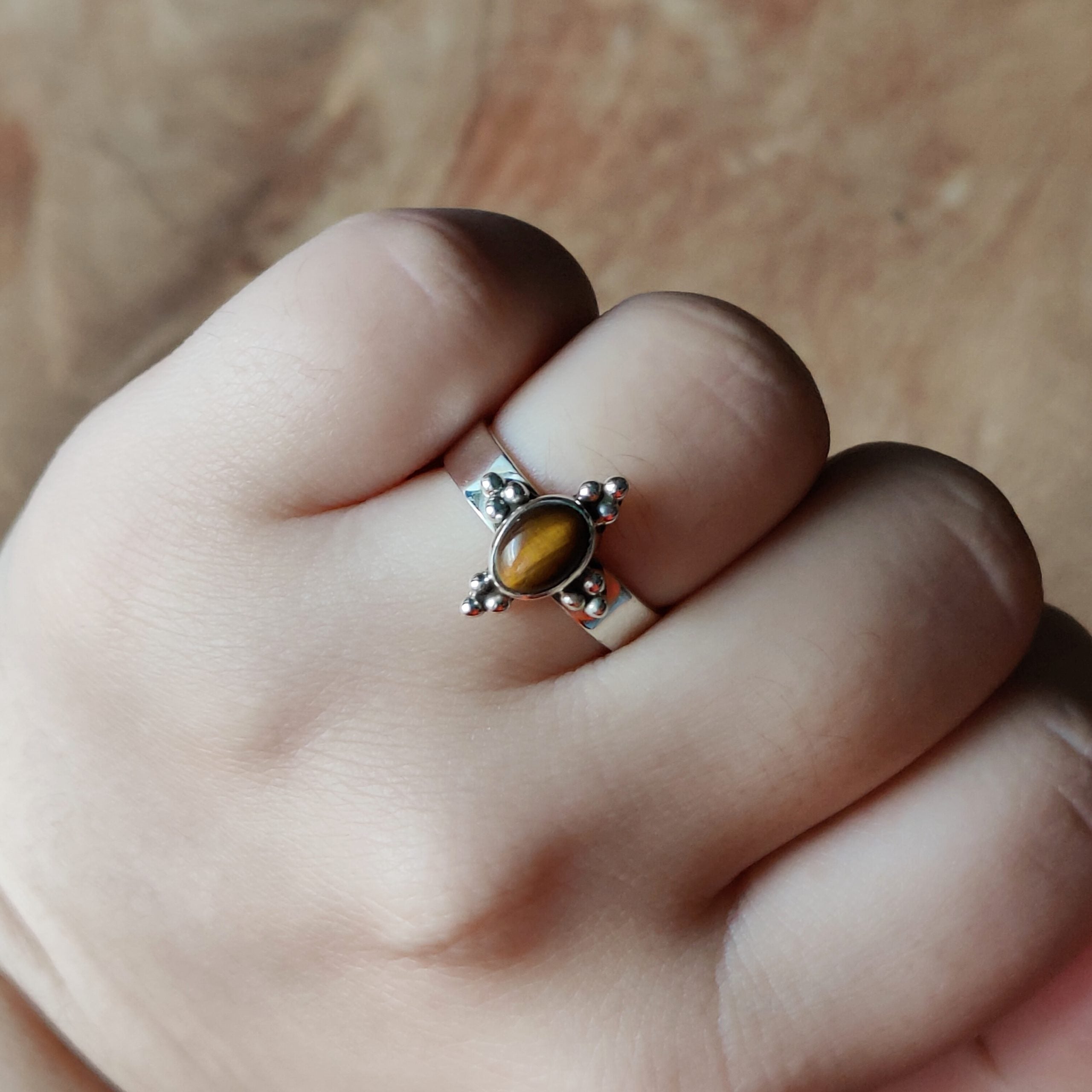 Ring Duniya | Sterling zilver & tijgeroog| maat 19 image 1