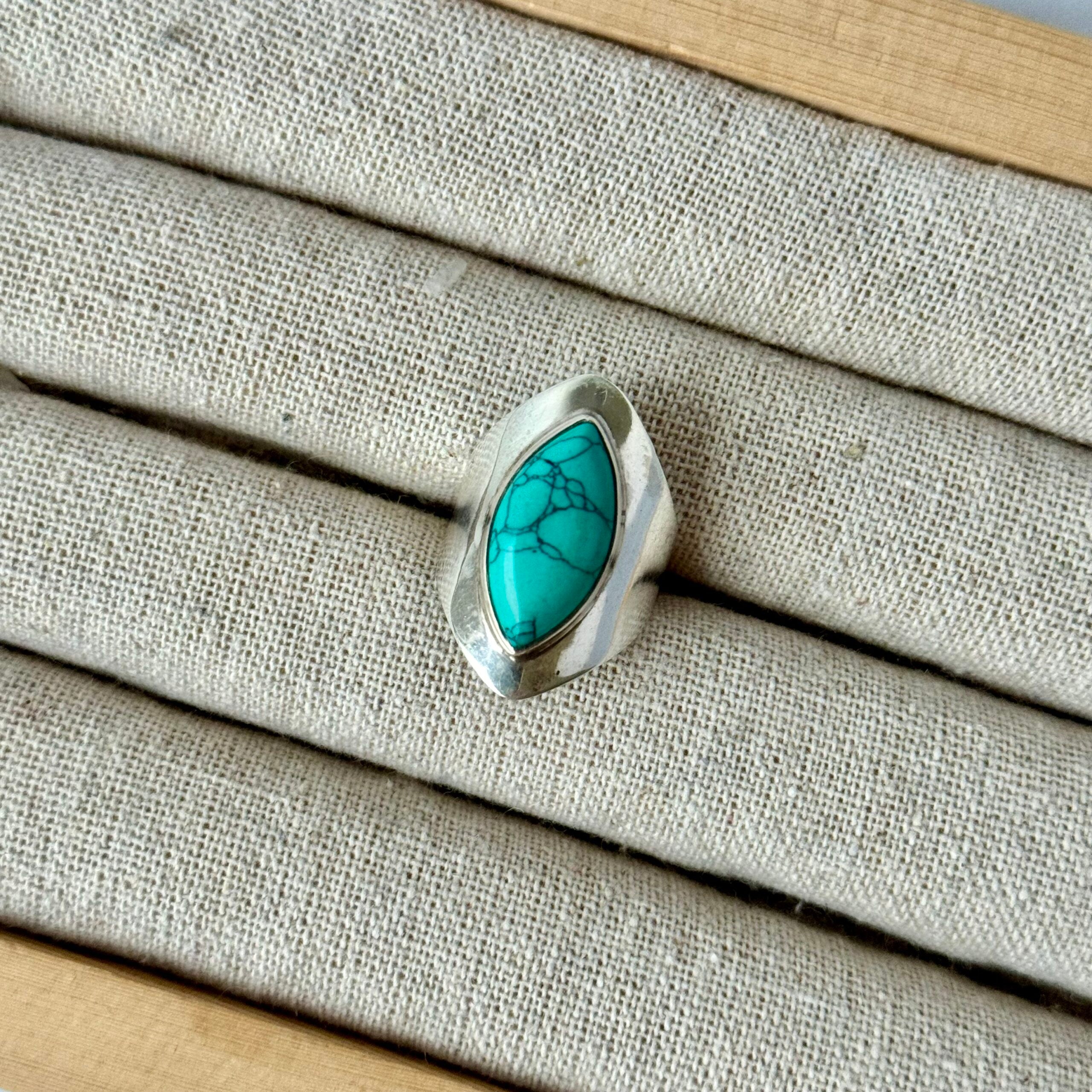Ring | Sterling zilver & turkoois | maat 18 image 1