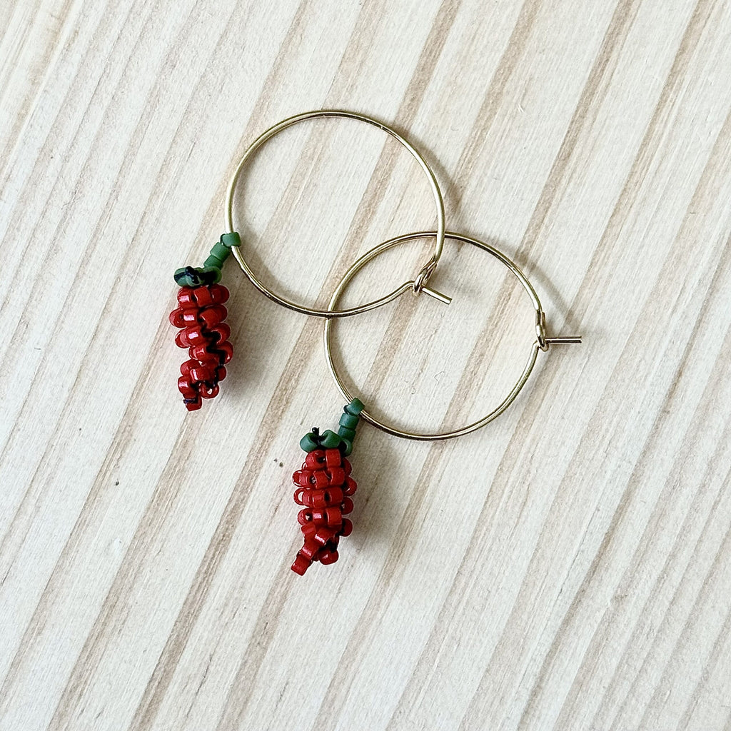 Oorbellen Chili | 18K verguld & Handbeaded | BY AIS image 1