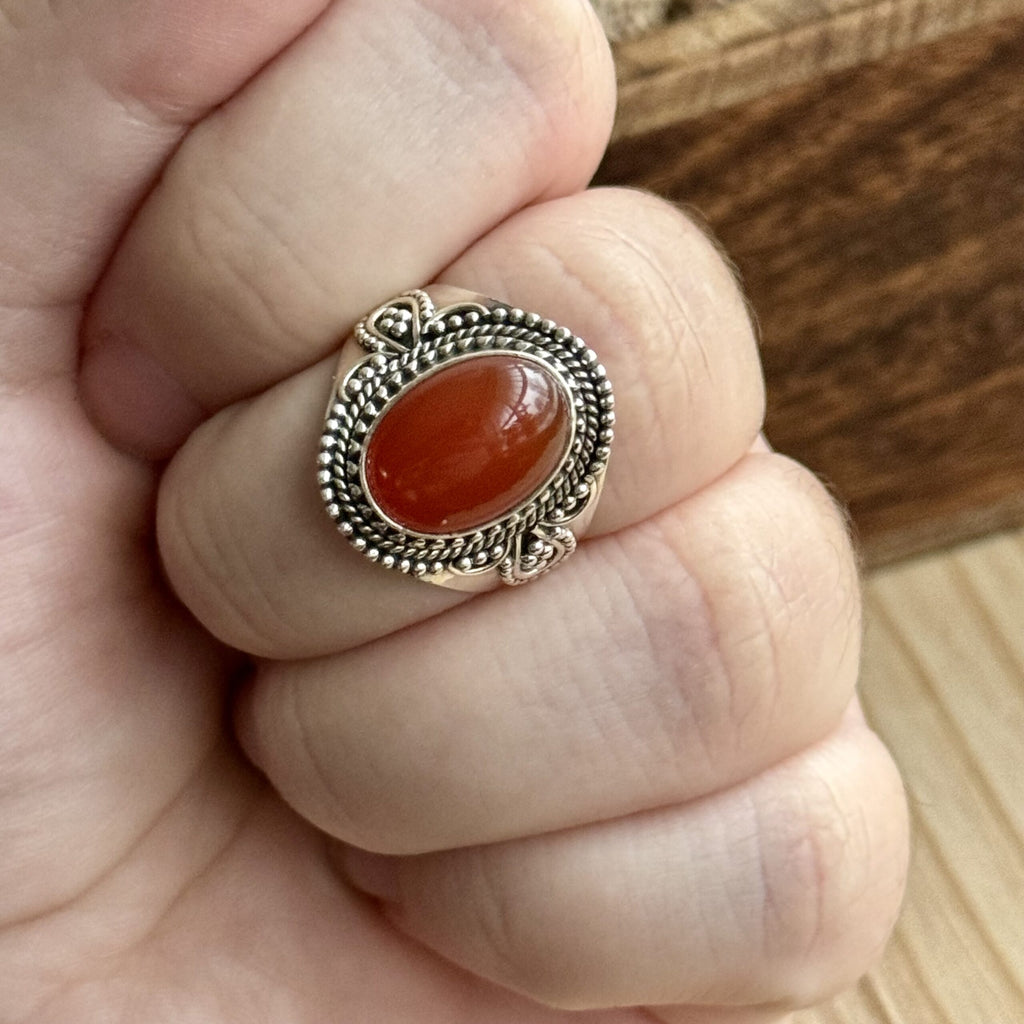 Ring | Sterling zilver & carneool | maat 19 image 3