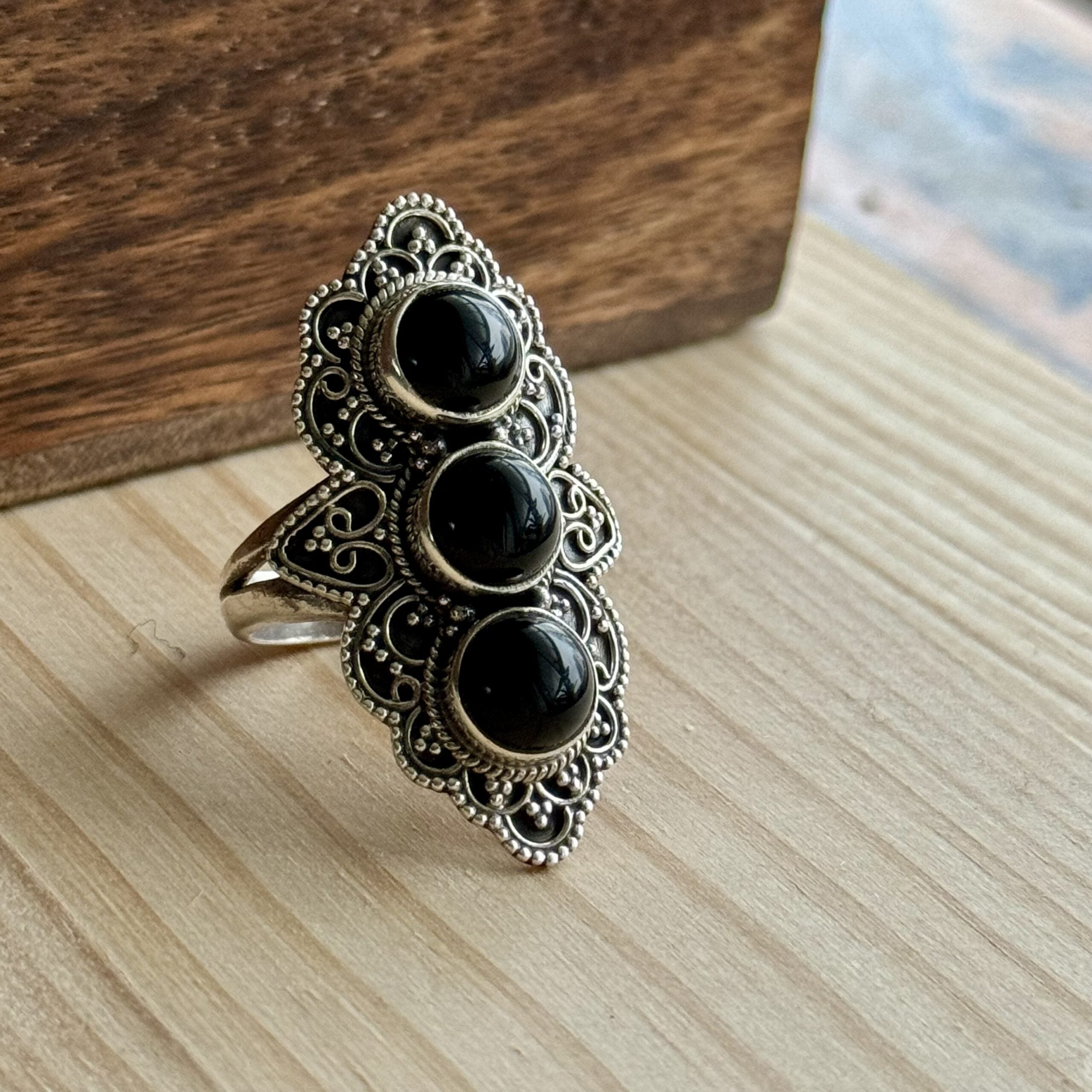 Ring | Sterling zilver & onyx | maat 17,25 image 1