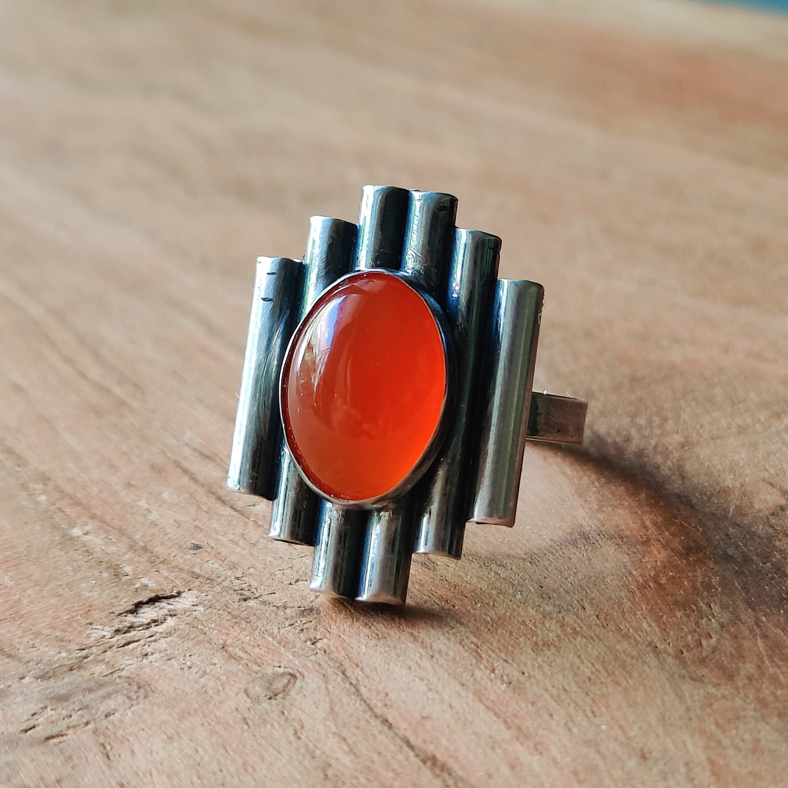 Ring | Sterling zilver & carneool | maat 18,5 | BY AIS image 4
