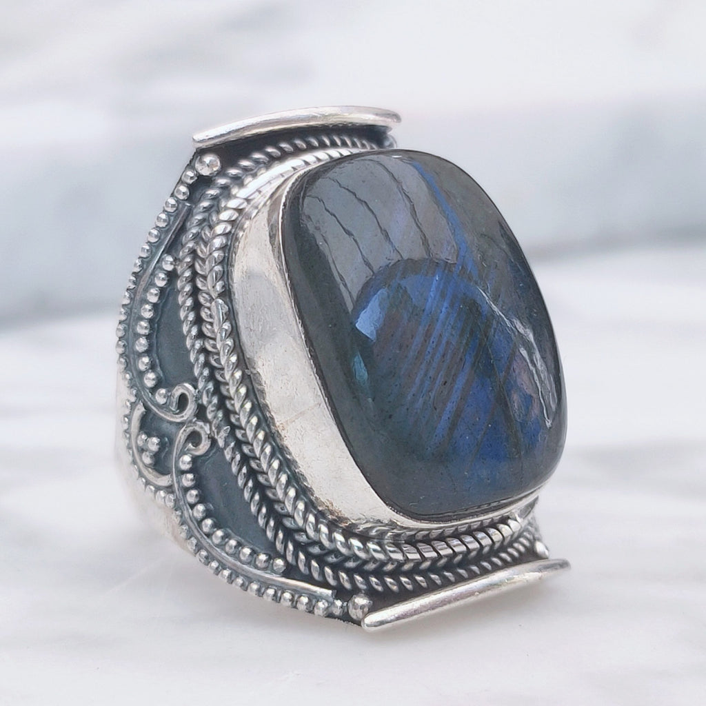 Ring | Sterling zilver & labradoriet | maat 17,5 image 3