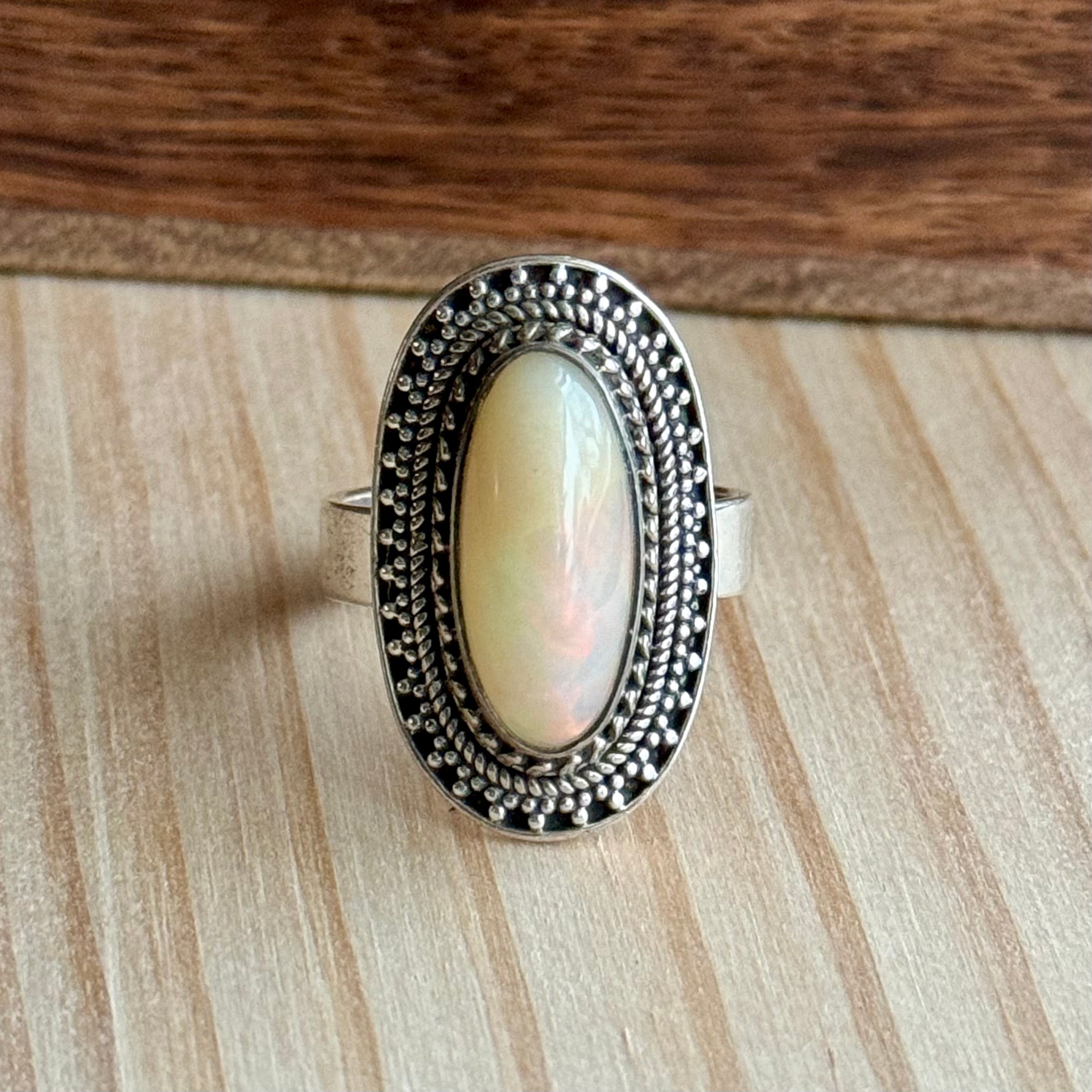 Ring | Sterling zilver & opaal | maat 18 image 0