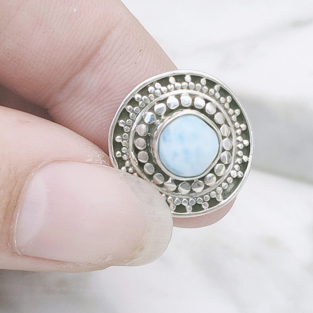 Ring | Sterling zilver & larimar | maat 15,5 image 1