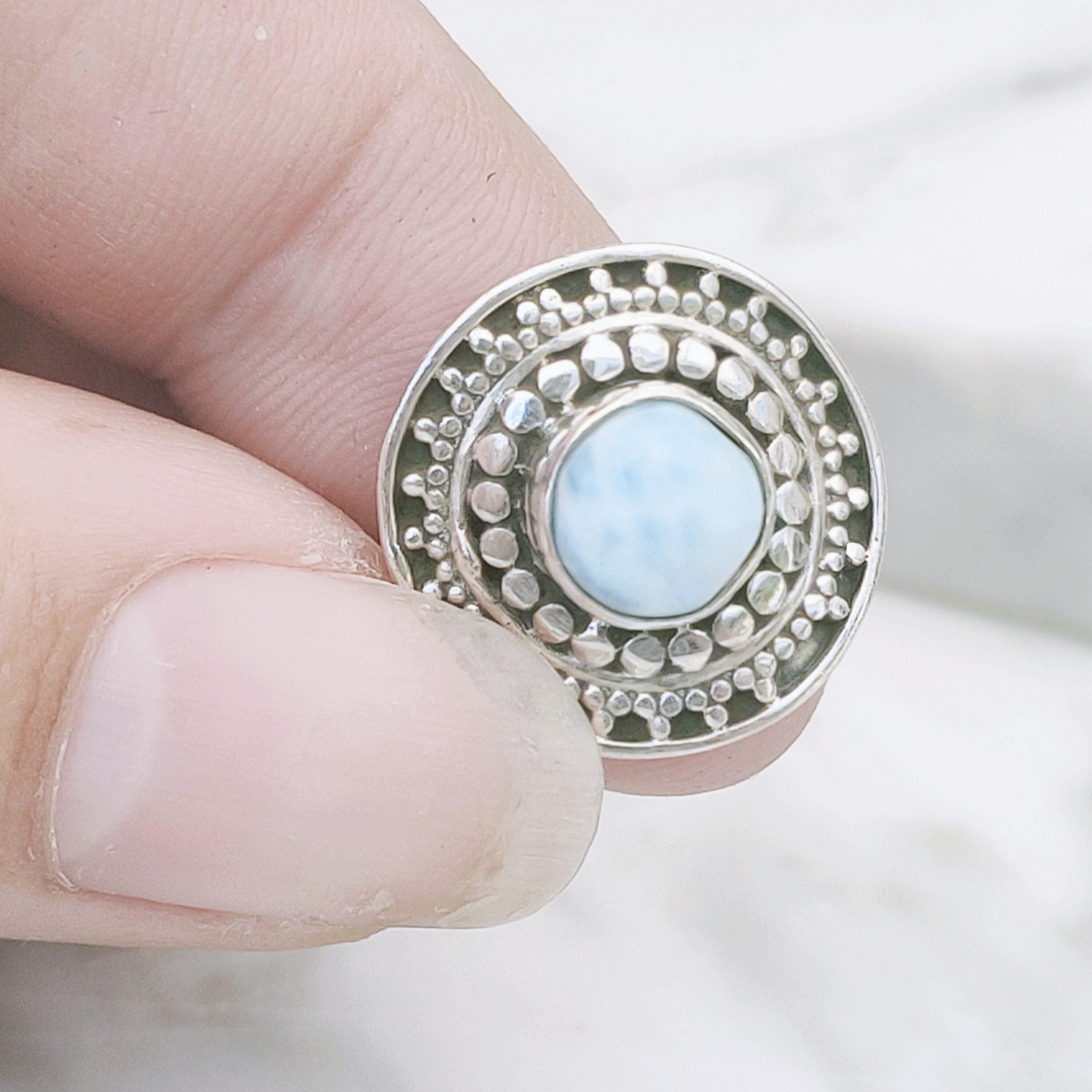 Ring | Sterling zilver & larimar | maat 15,5 image 1