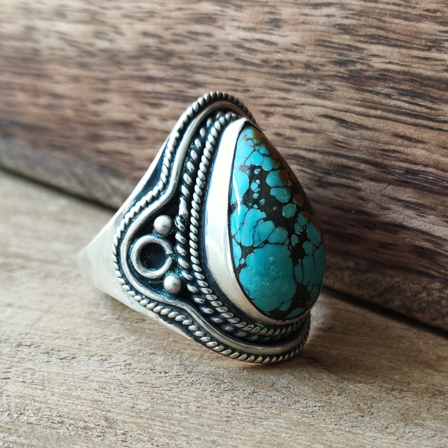 Ring | Sterling zilver & turkoois | maat 18 image 1