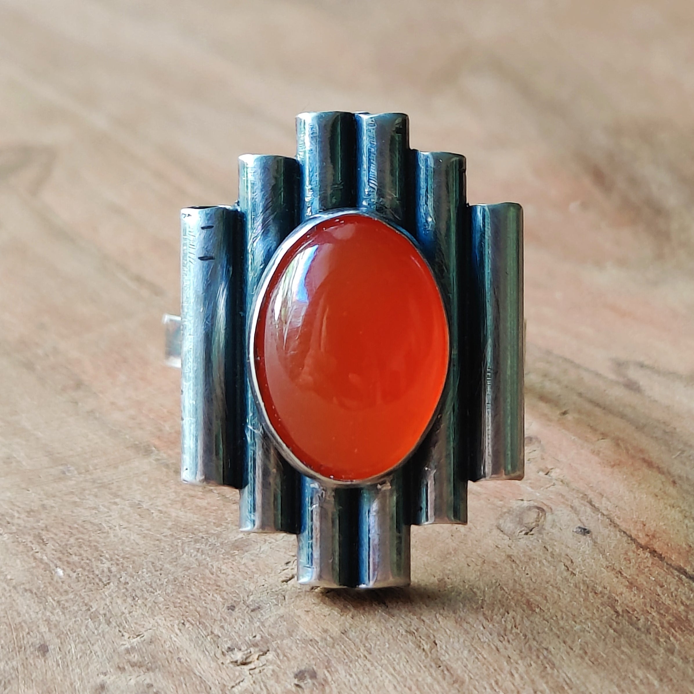 Ring | Sterling zilver & carneool | maat 18,5 | BY AIS image 2