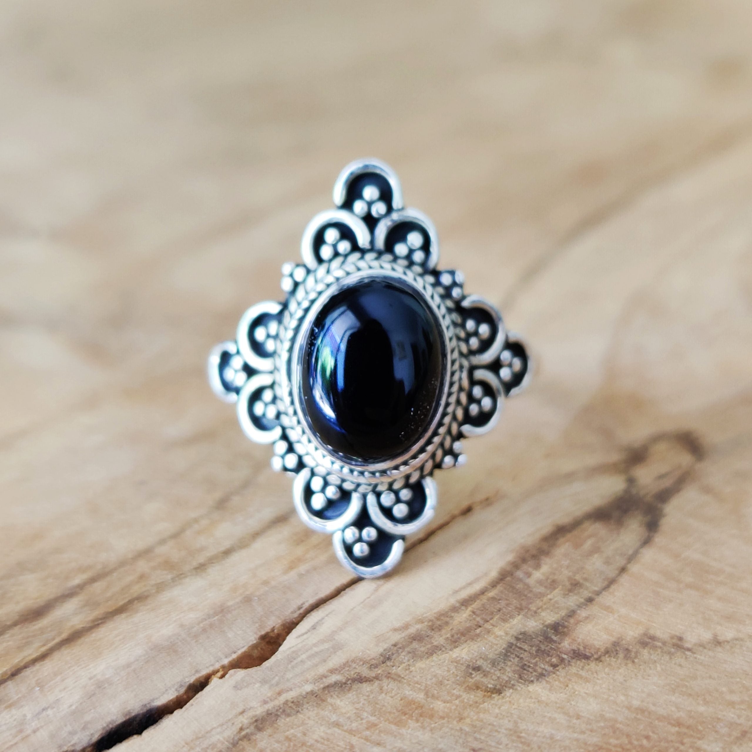 Ring | Sterling zilver & onyx | maat 16,5 image 0