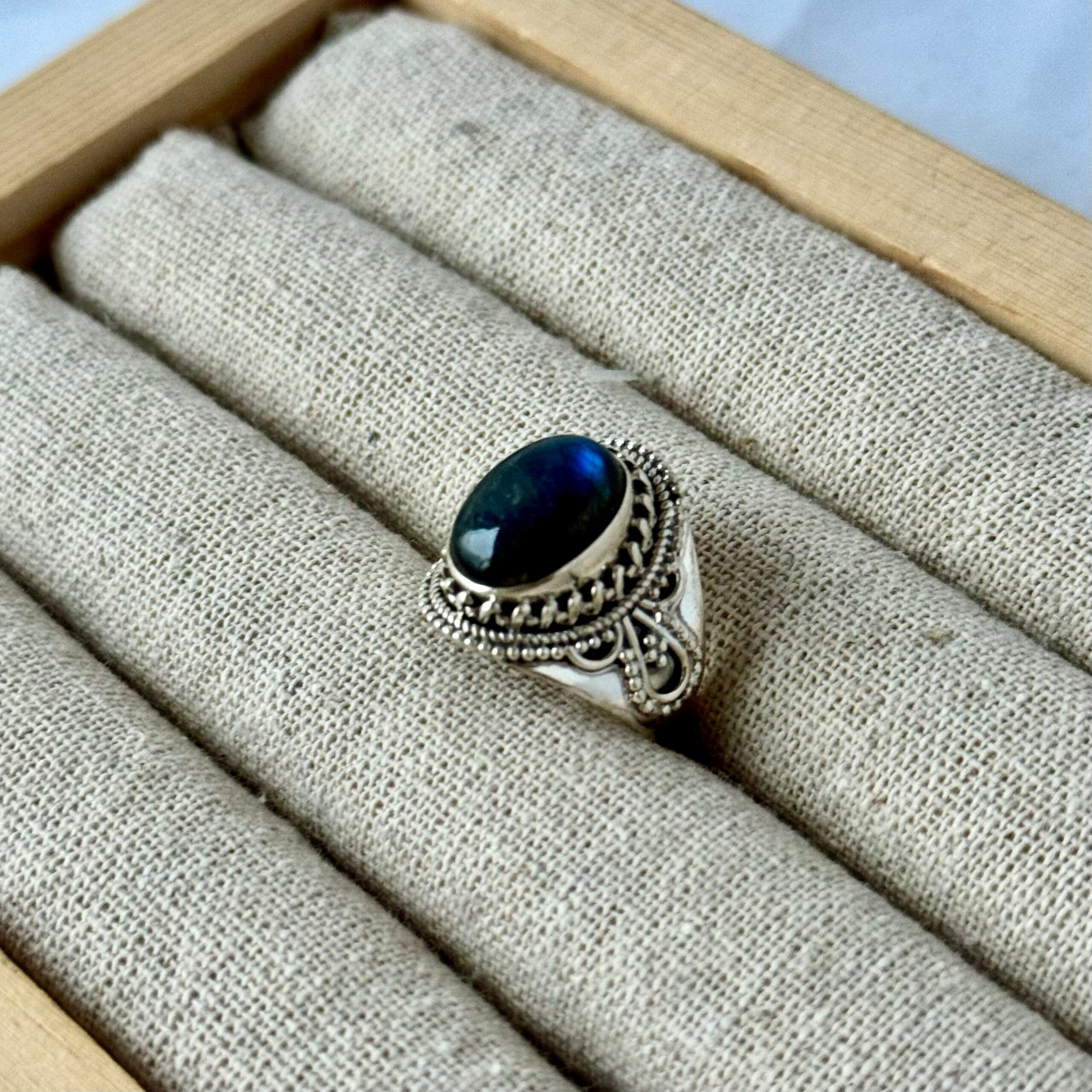 Ring | Sterling zilver & labradoriet | maat 19 image 1