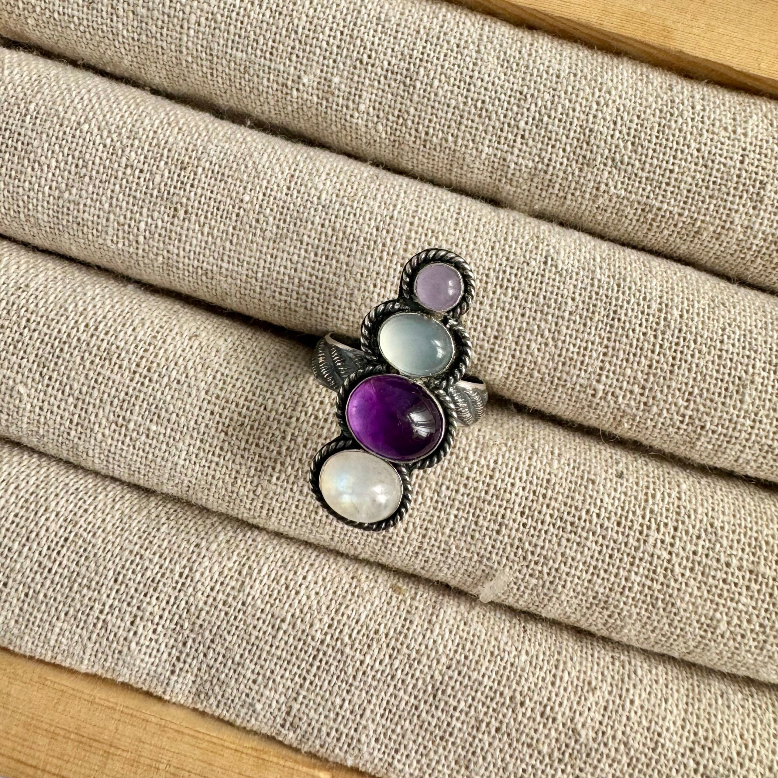 Ring Stacked purple | Sterling zilver & edelstenen | maat 18,5 | BY AIS image 1