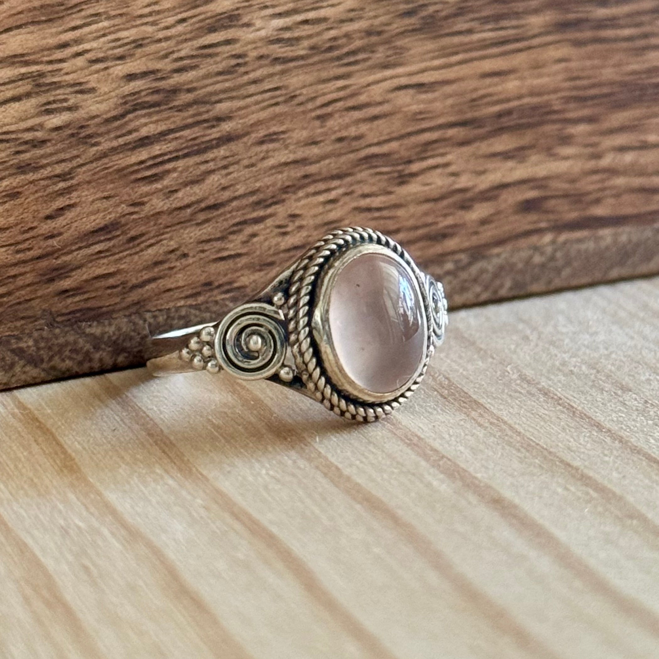 Ring | Sterling zilver & rozenkwarts | maat 18 image 0