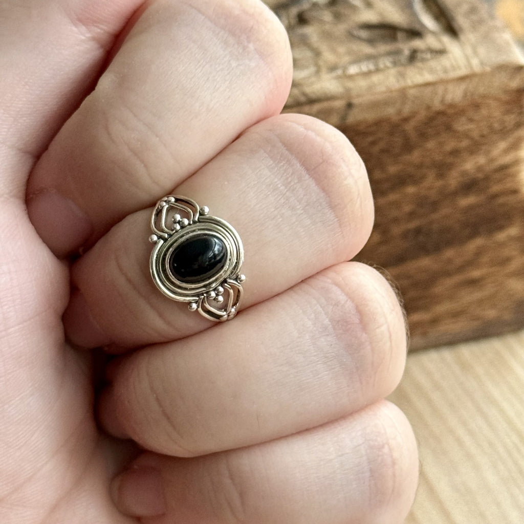 Ring | Sterling zilver & onyx | maat 17 image 3