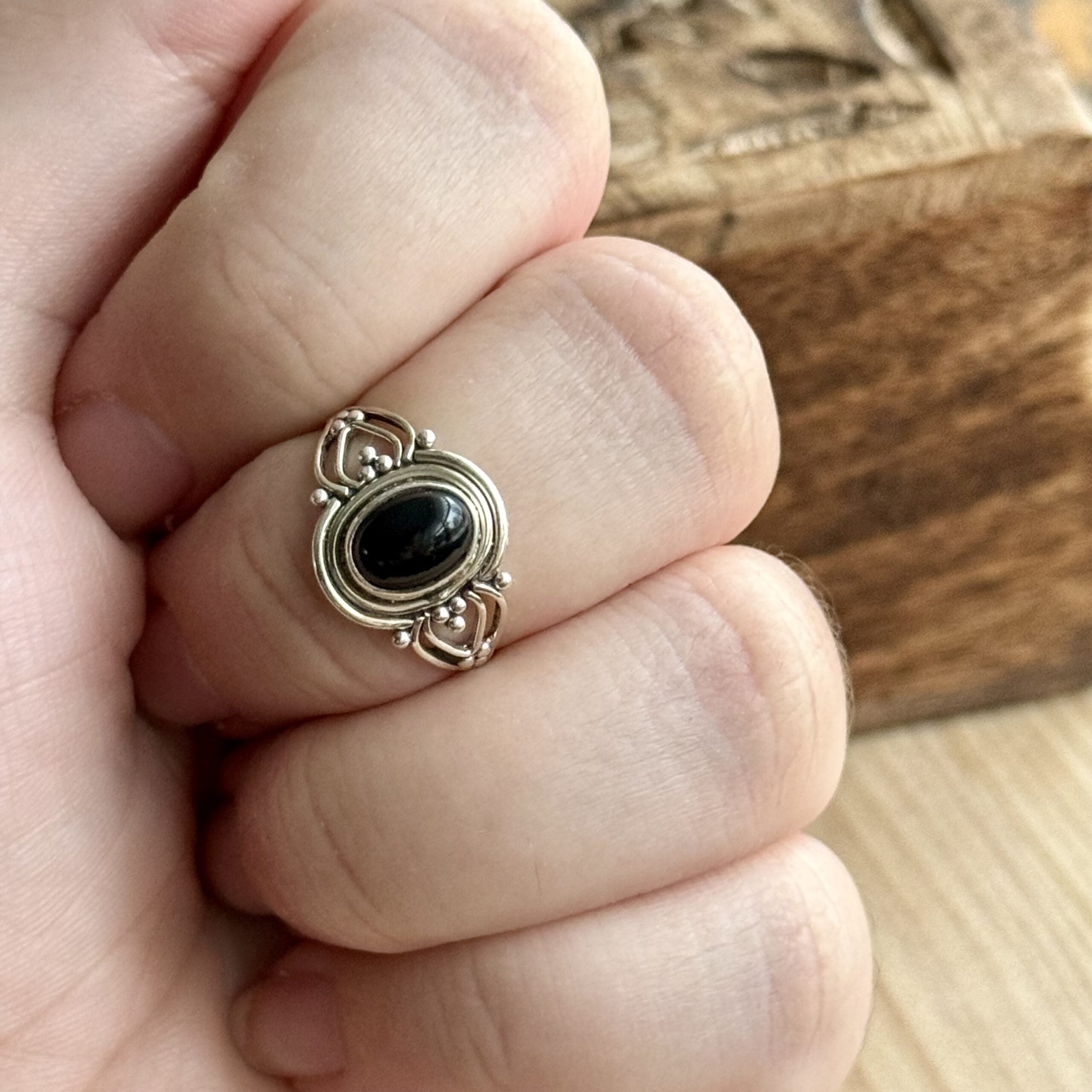 Ring | Sterling zilver & onyx | maat 17 image 3