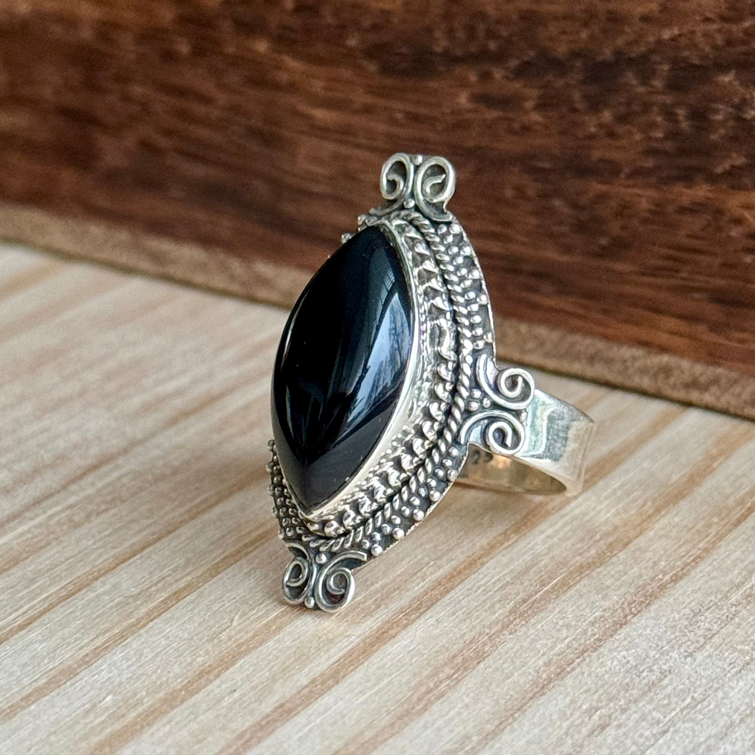 Ring | Sterling zilver & onyx | maat 18,5 image 2