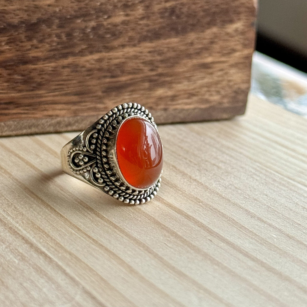 Ring | Sterling zilver & carneool | maat 19 image 2