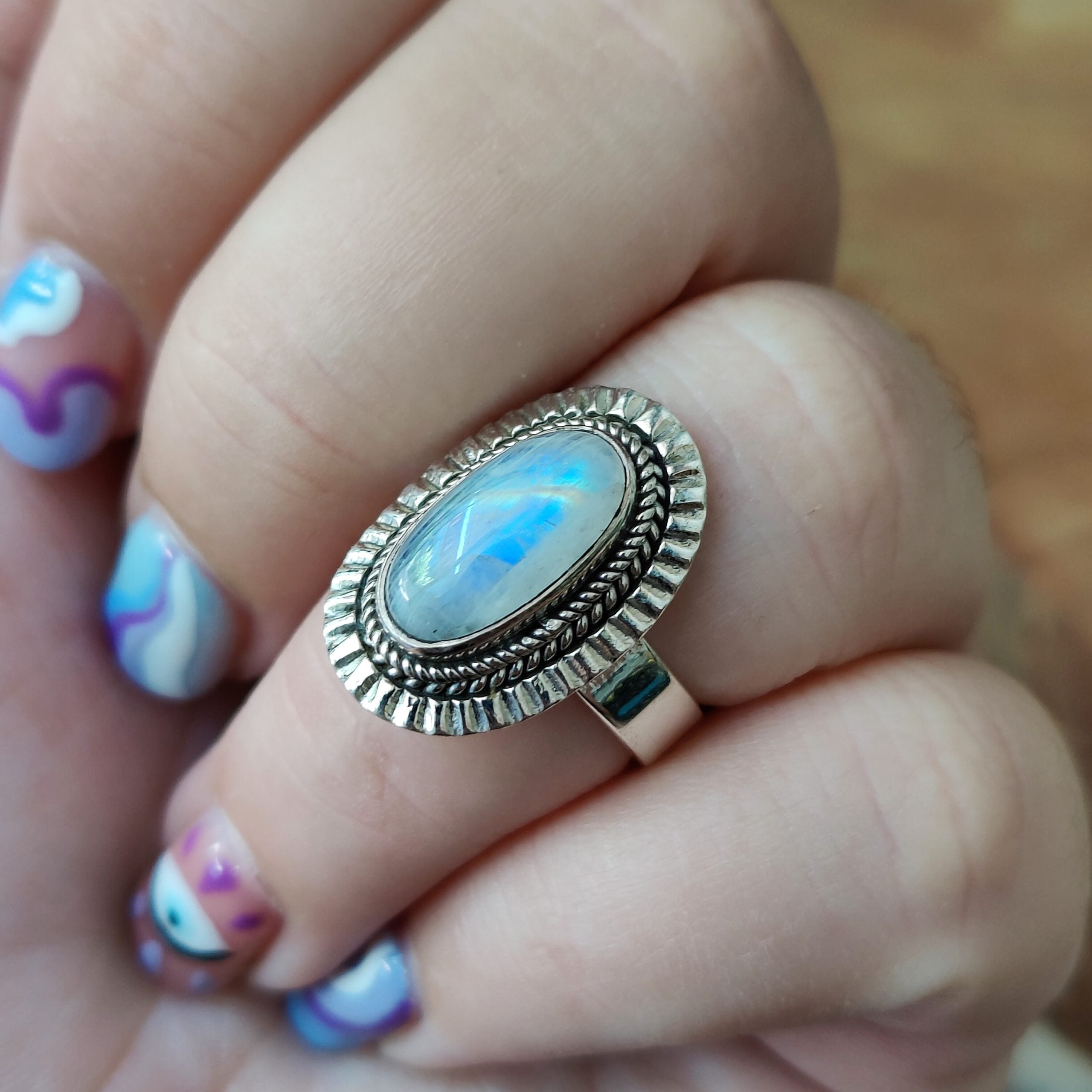 Ring | Sterling zilver & maansteen | maat 17 image 1