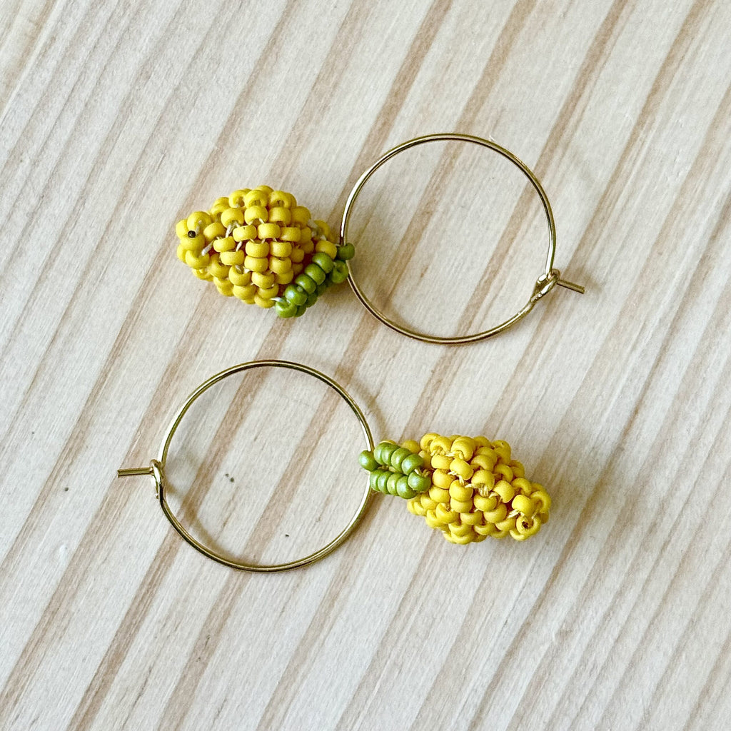 Oorbellen Citroen | 18K verguld & Handbeaded | BY AIS image 1