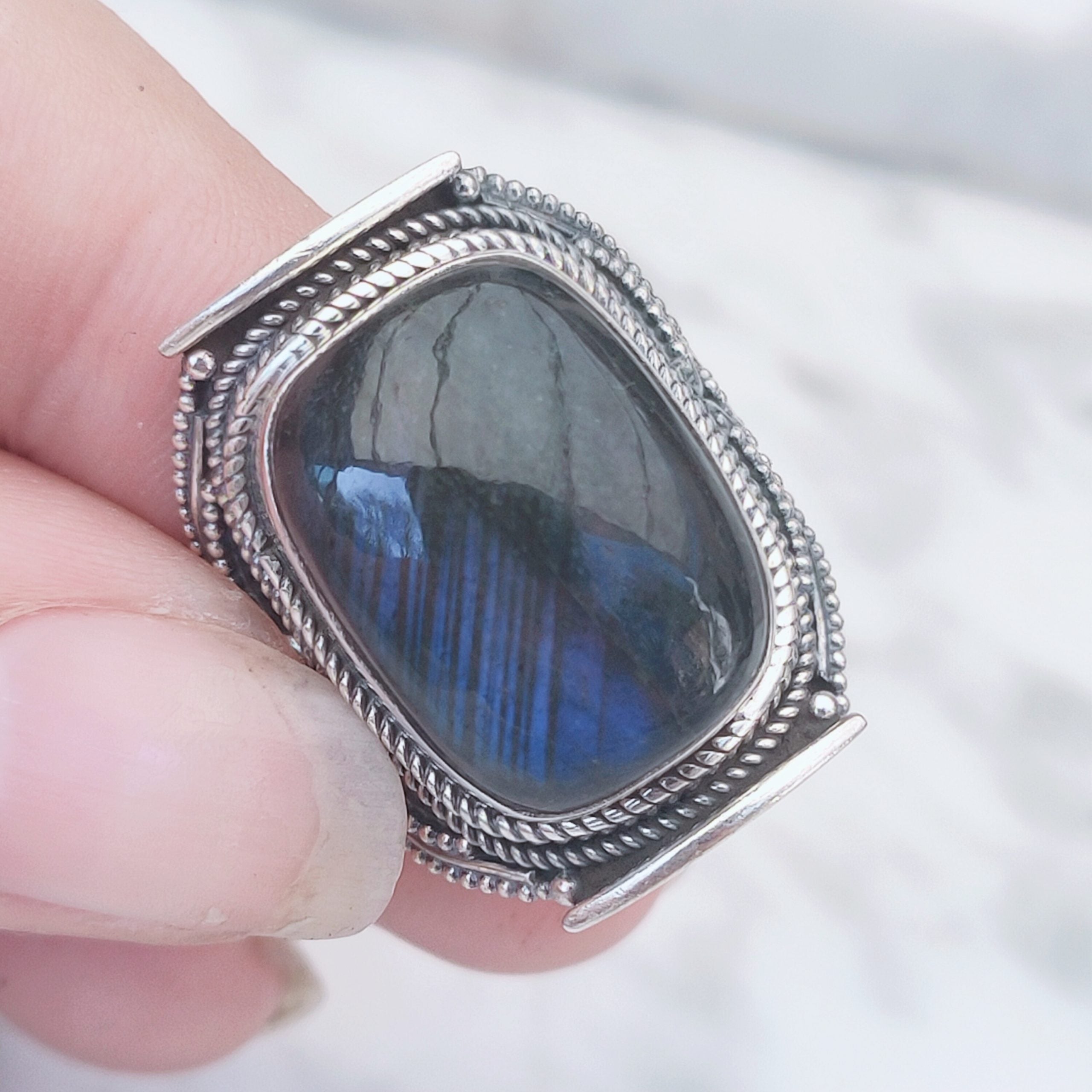 Ring | Sterling zilver & labradoriet | maat 17,5 image 0