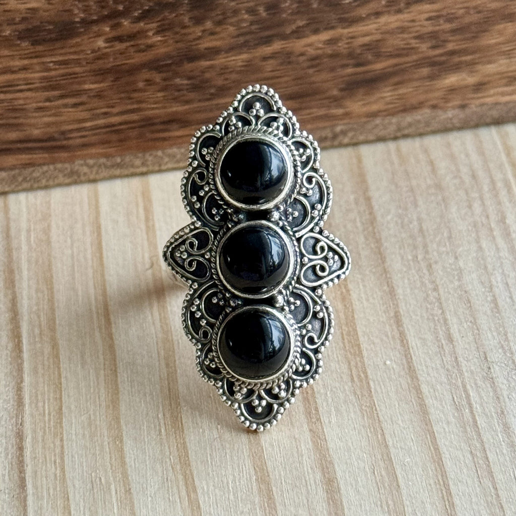 Ring | Sterling zilver & onyx | maat 17,25 image 0