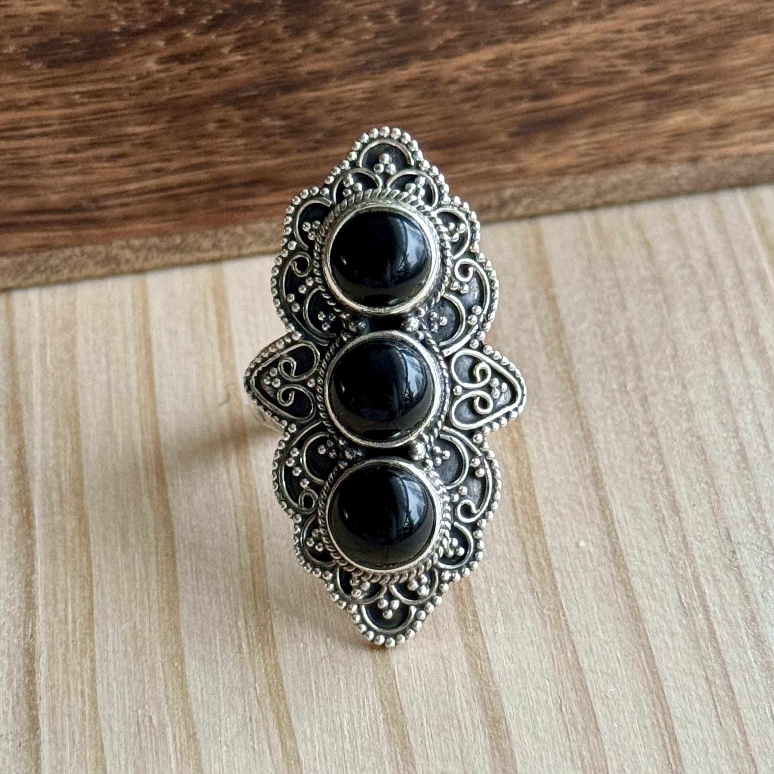 Ring | Sterling zilver & onyx | maat 17,25 image 0