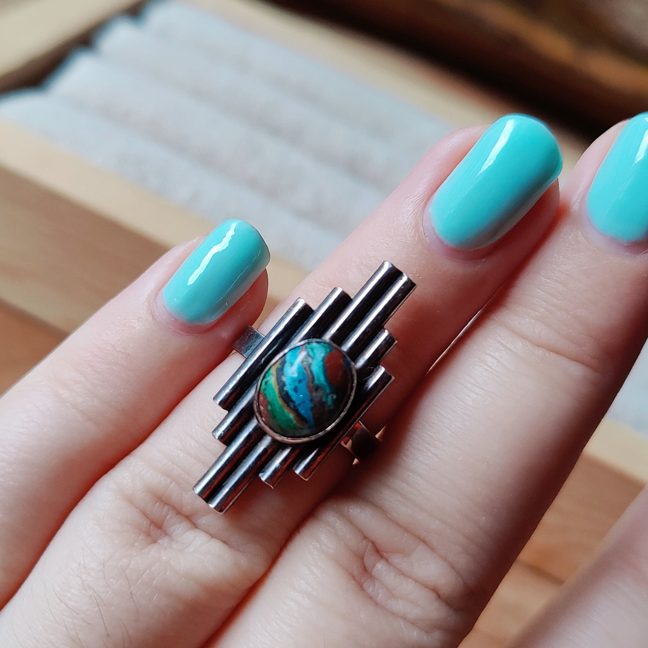 Ring | Sterling zilver &amp; calsilica | maat 16 | BY AIS image 4