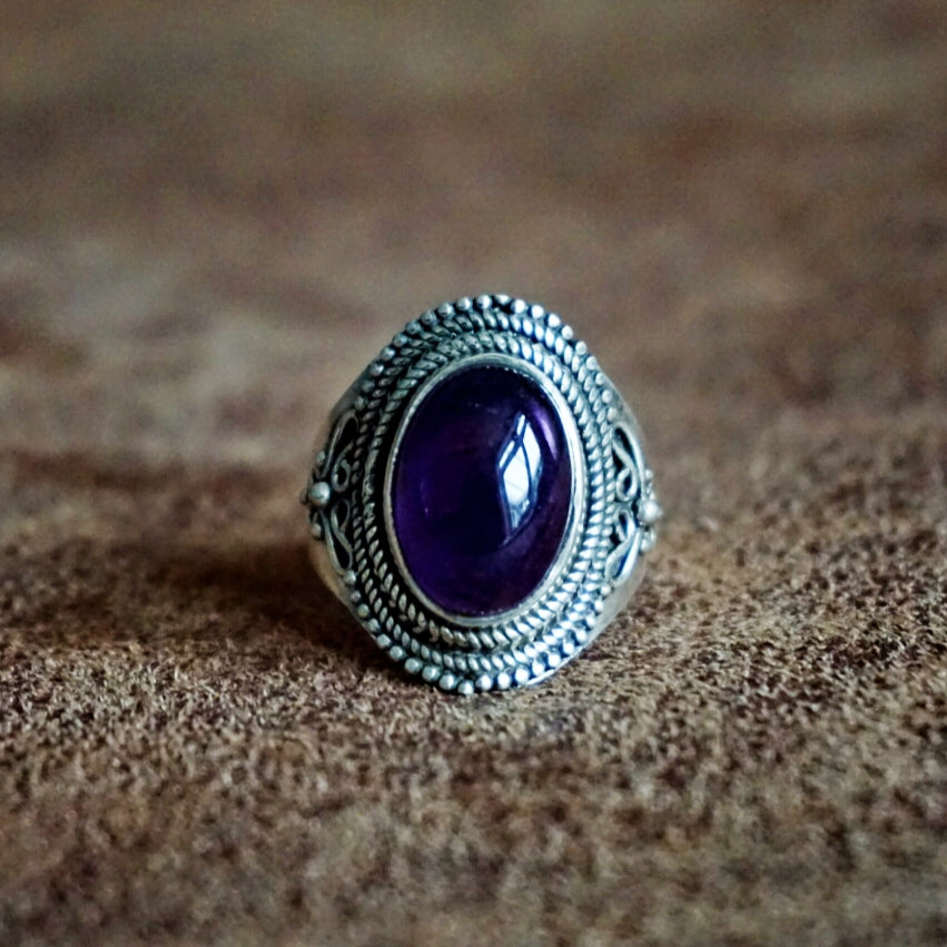 Ring | Sterling zilver & amethist | maat 18 image 0