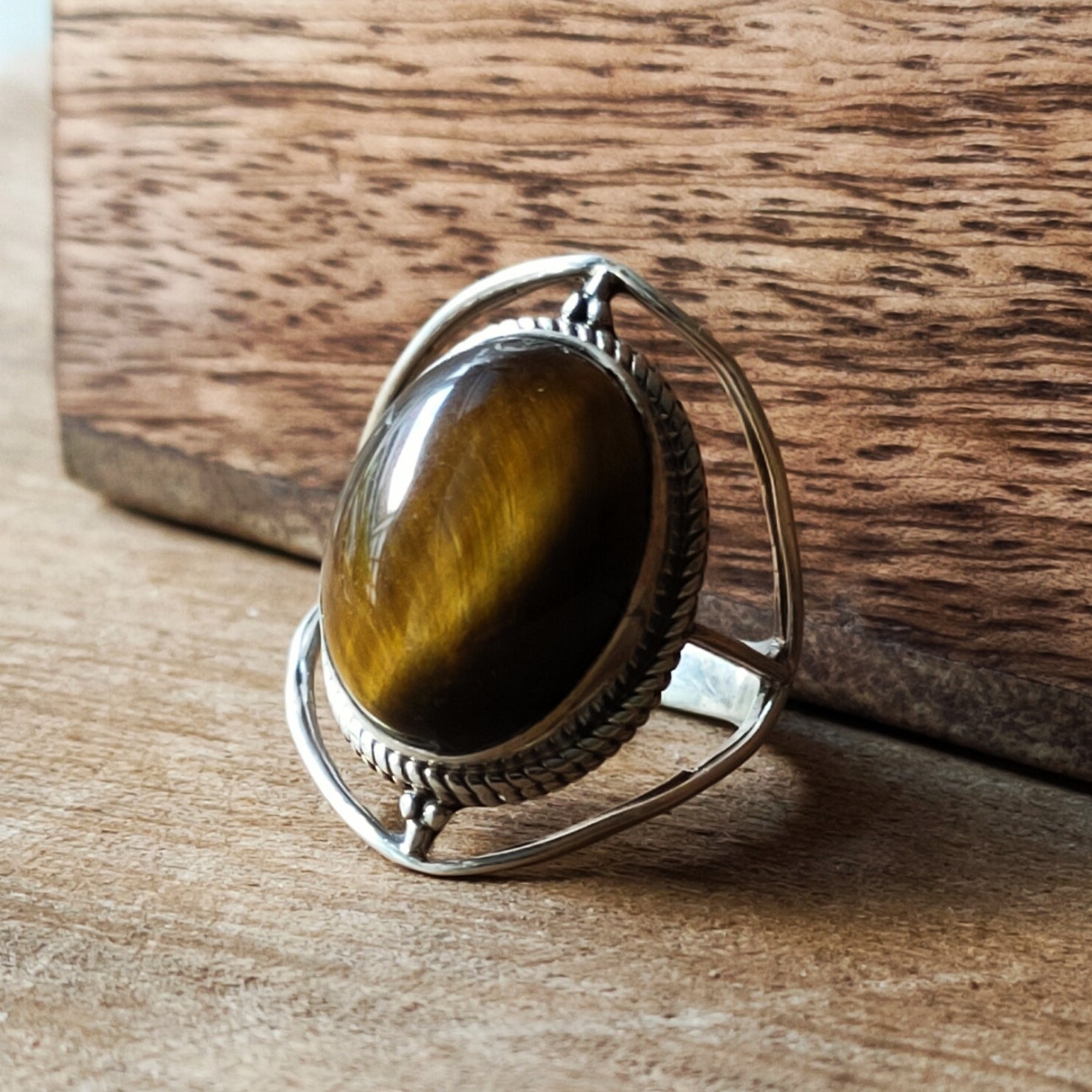 Ring Sundar | Sterling zilver & tijgeroog | maat 17,5 image 2