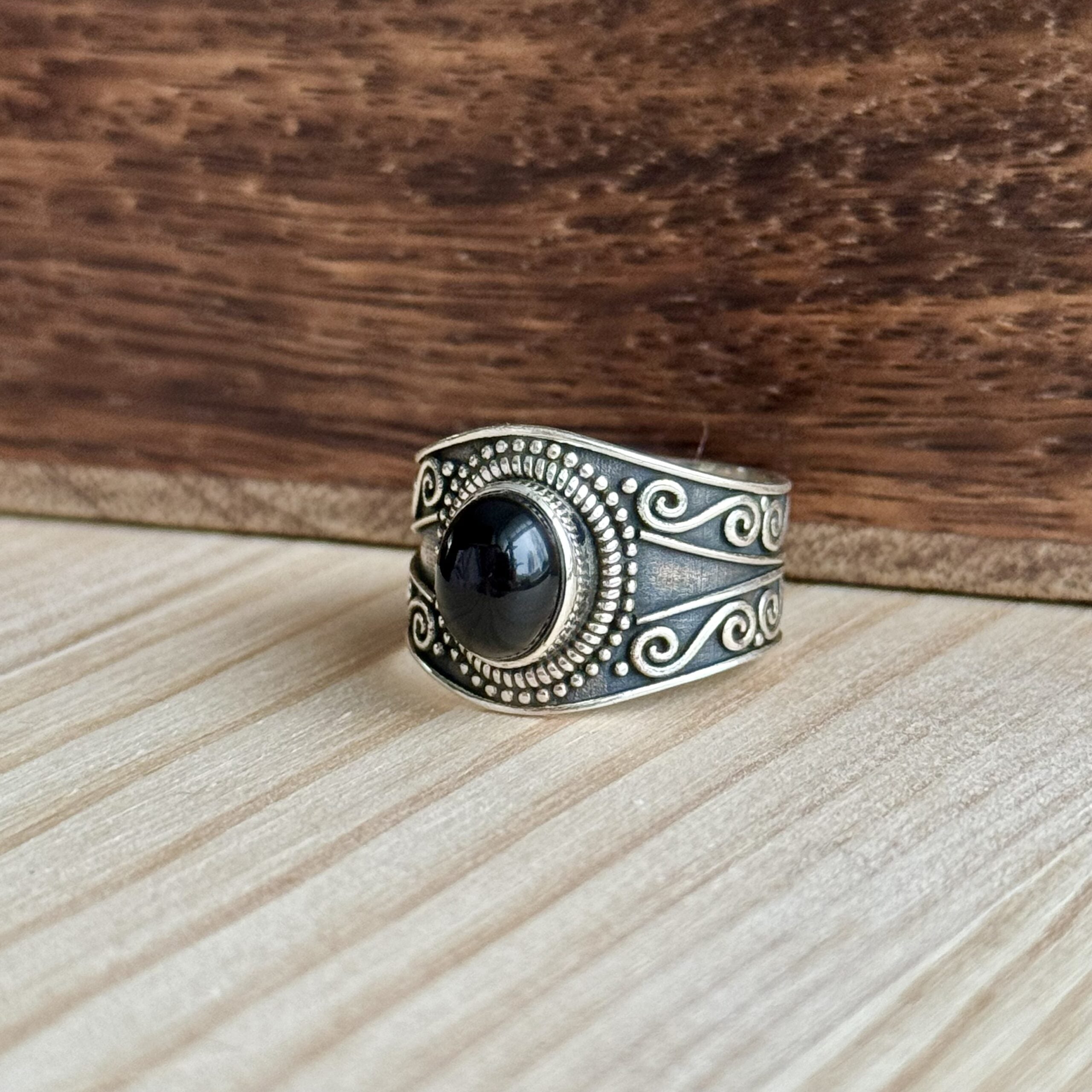 Ring | Sterling zilver & onyx | maat 19 image 0