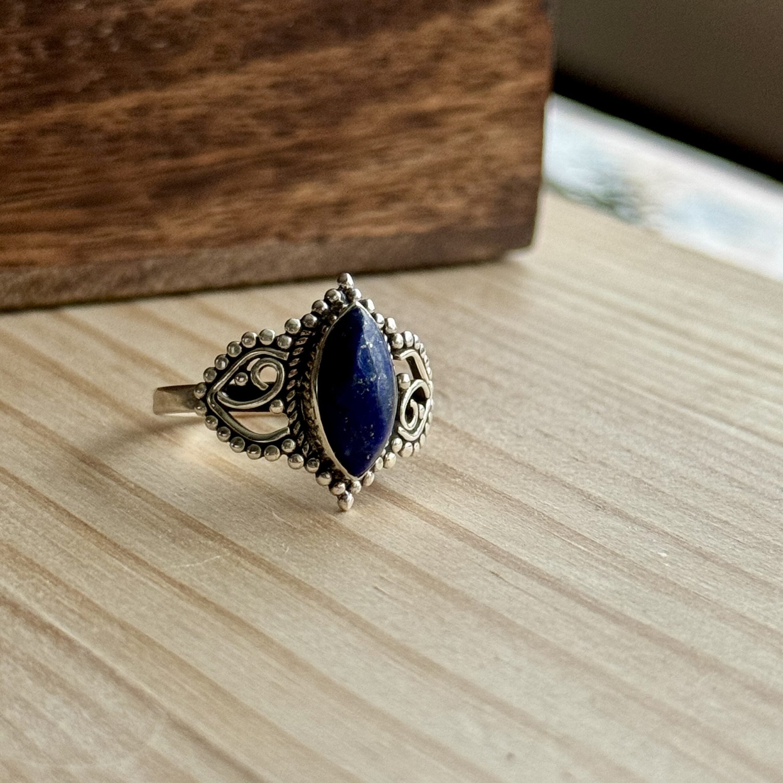 Ring | Sterling zilver & lapis lazuli | maat 17,75 image 1