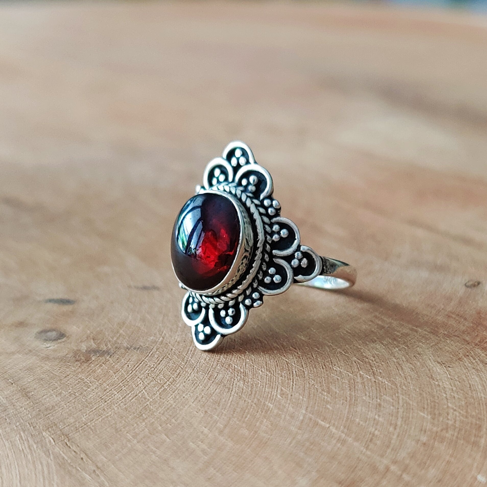 Ring | Sterling zilver & granaat | maat 16 image 0
