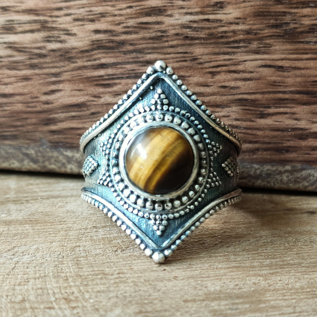 Ring Gajner | Sterling zilver & tijgeroog | maat 18,25 image 2
