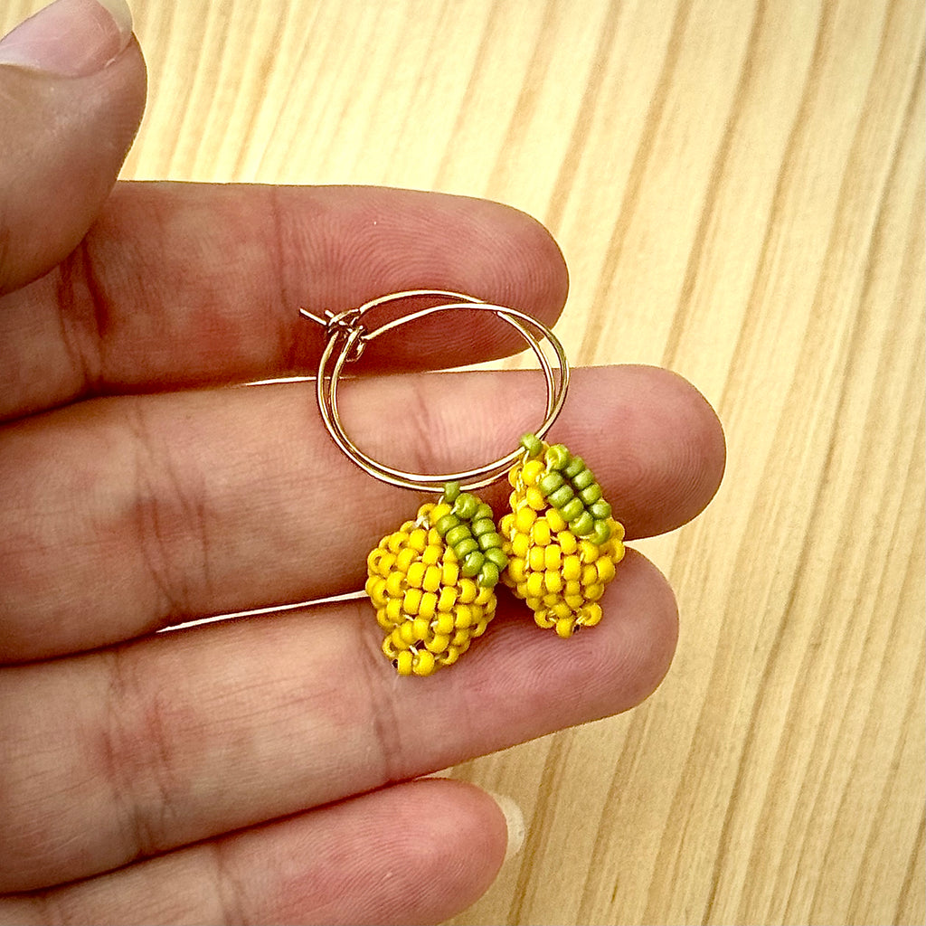 Oorbellen Citroen | 18K verguld & Handbeaded | BY AIS image 2