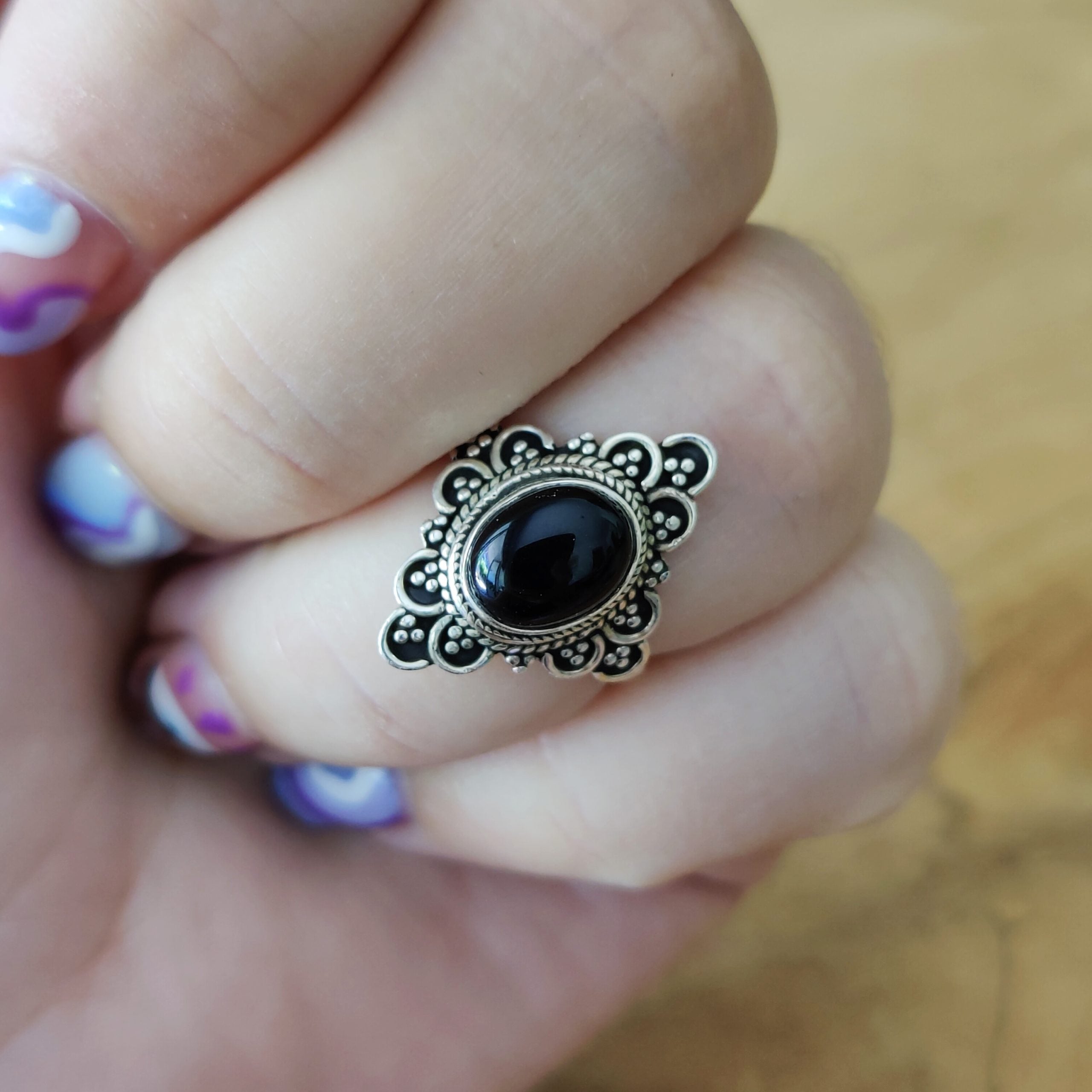 Ring | Sterling zilver & onyx | maat 16,5 image 3