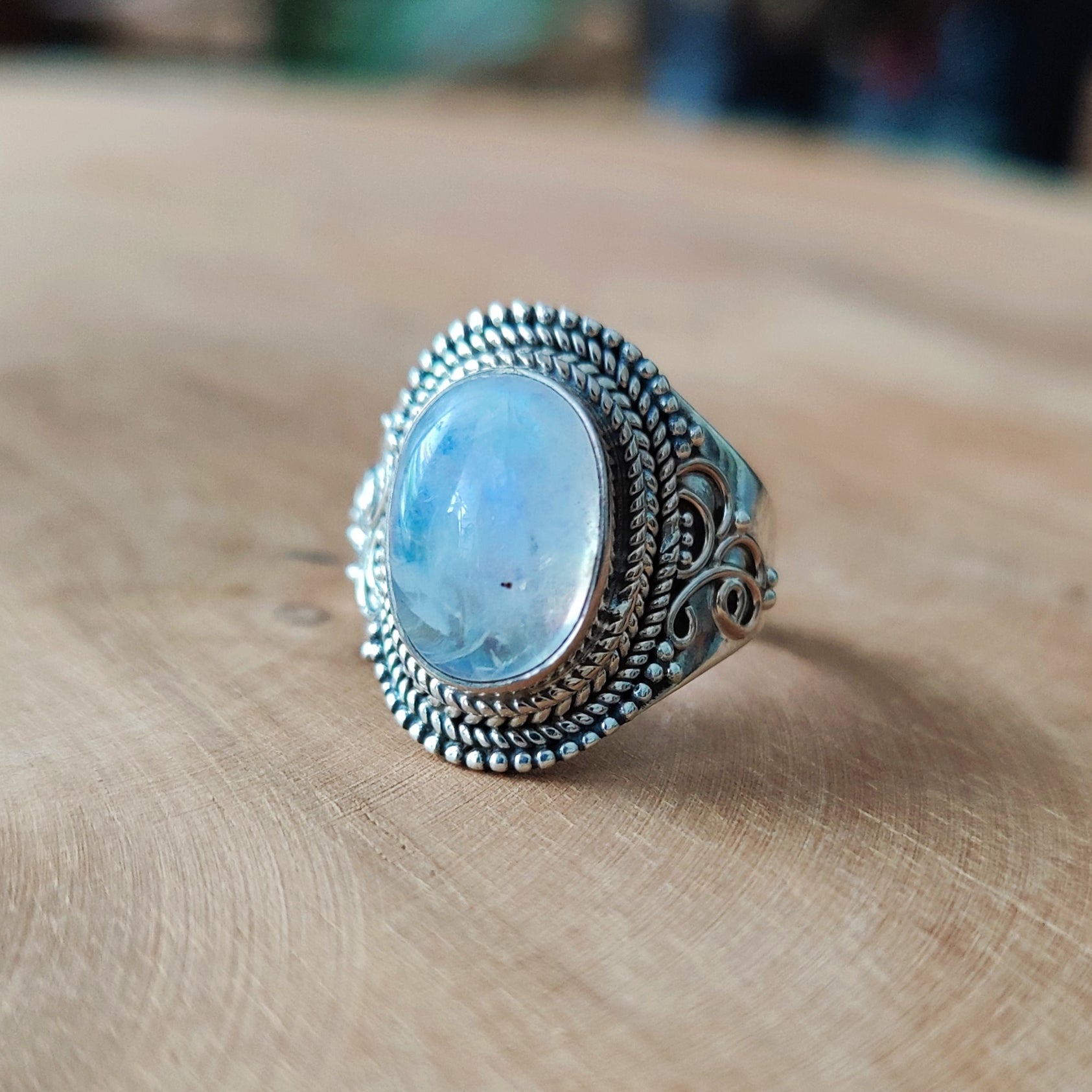 Ring | Sterling zilver & maansteen | maat 19 image 1