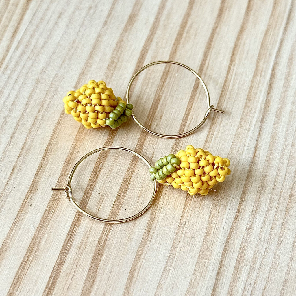 Oorbellen Citroen | 18K verguld & Handbeaded | BY AIS image 0