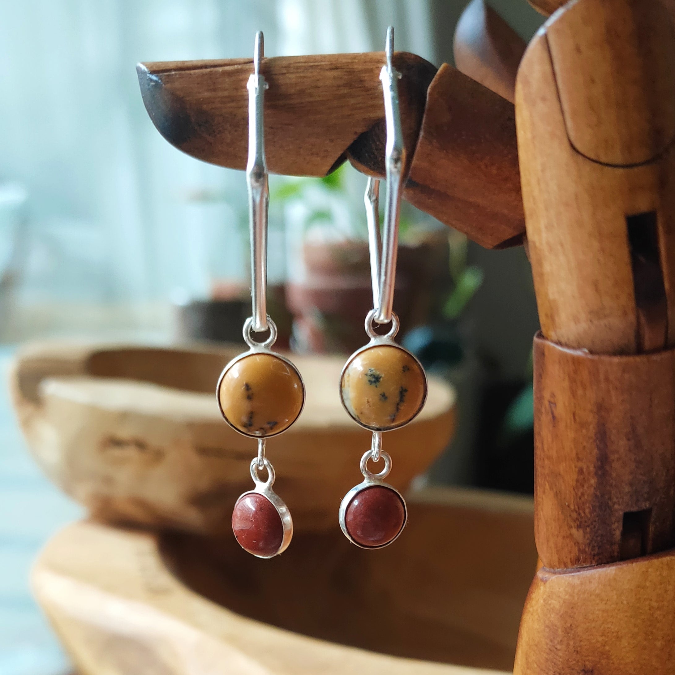 Hoops | Sterling zilver & dendriet opaal & rode jasper | BY AIS image 2