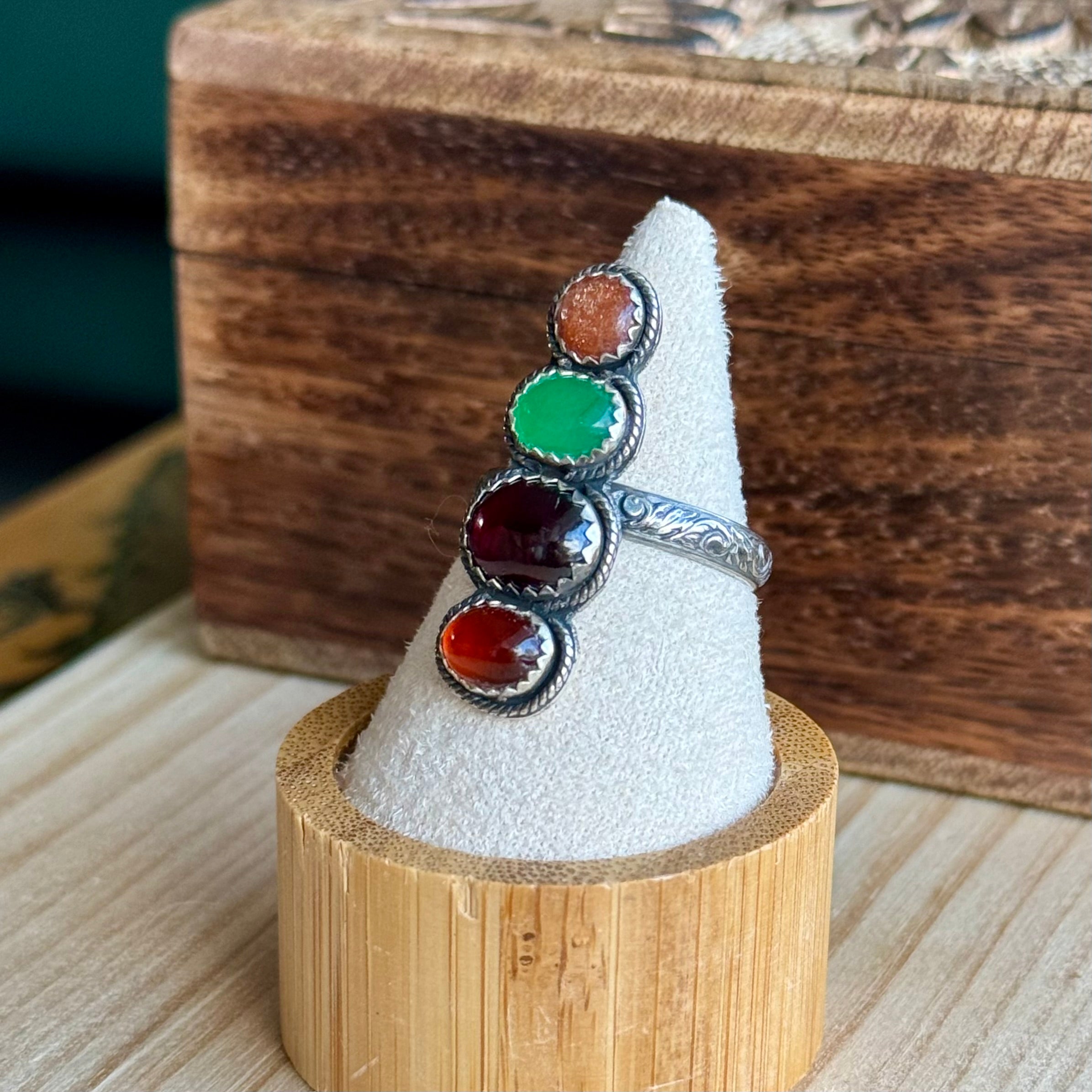 Ring Stacked autumn | Sterling zilver & edelstenen | maat 19 | BY AIS image 1