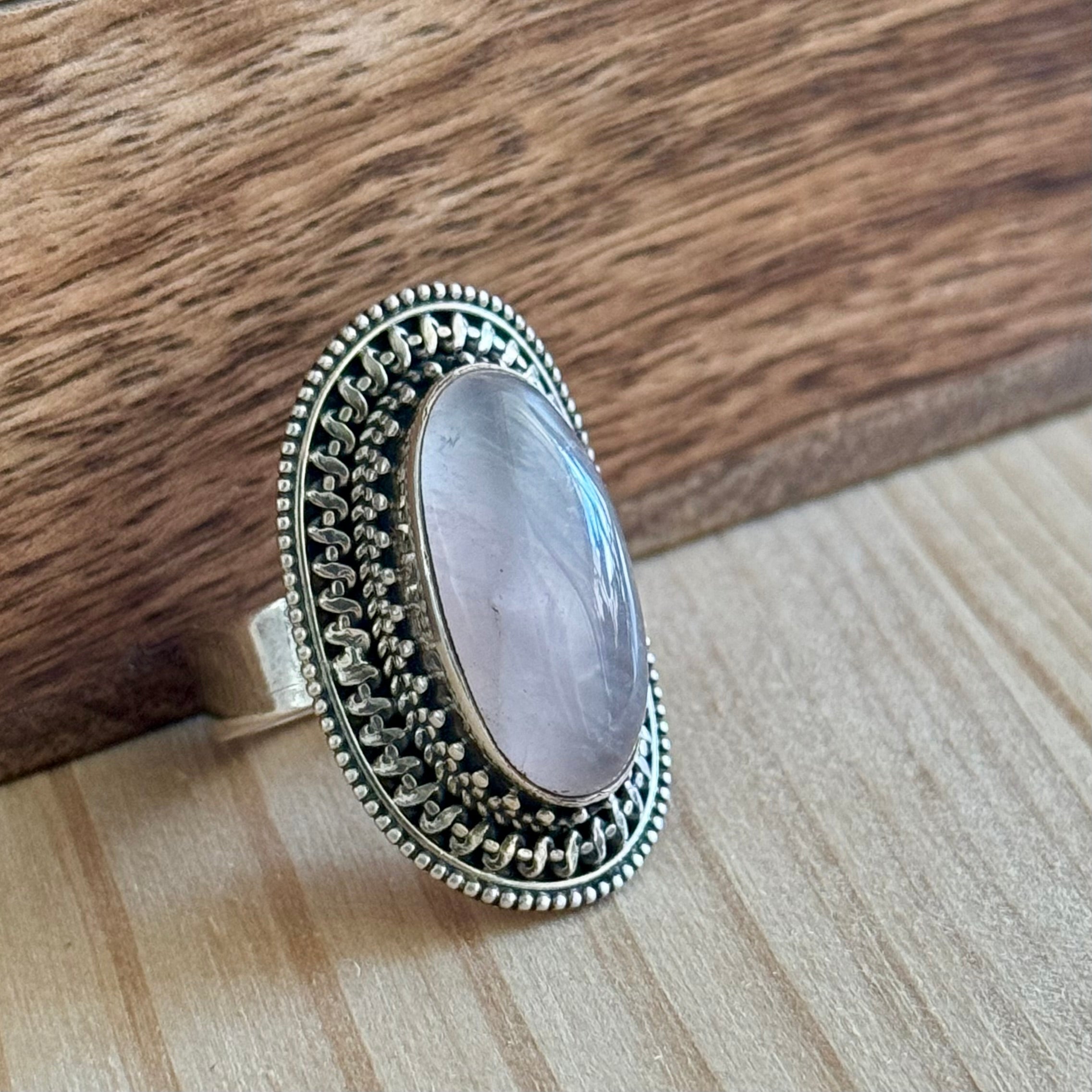 Ring | Sterling zilver & rozenkwarts | maat 17,5 image 0