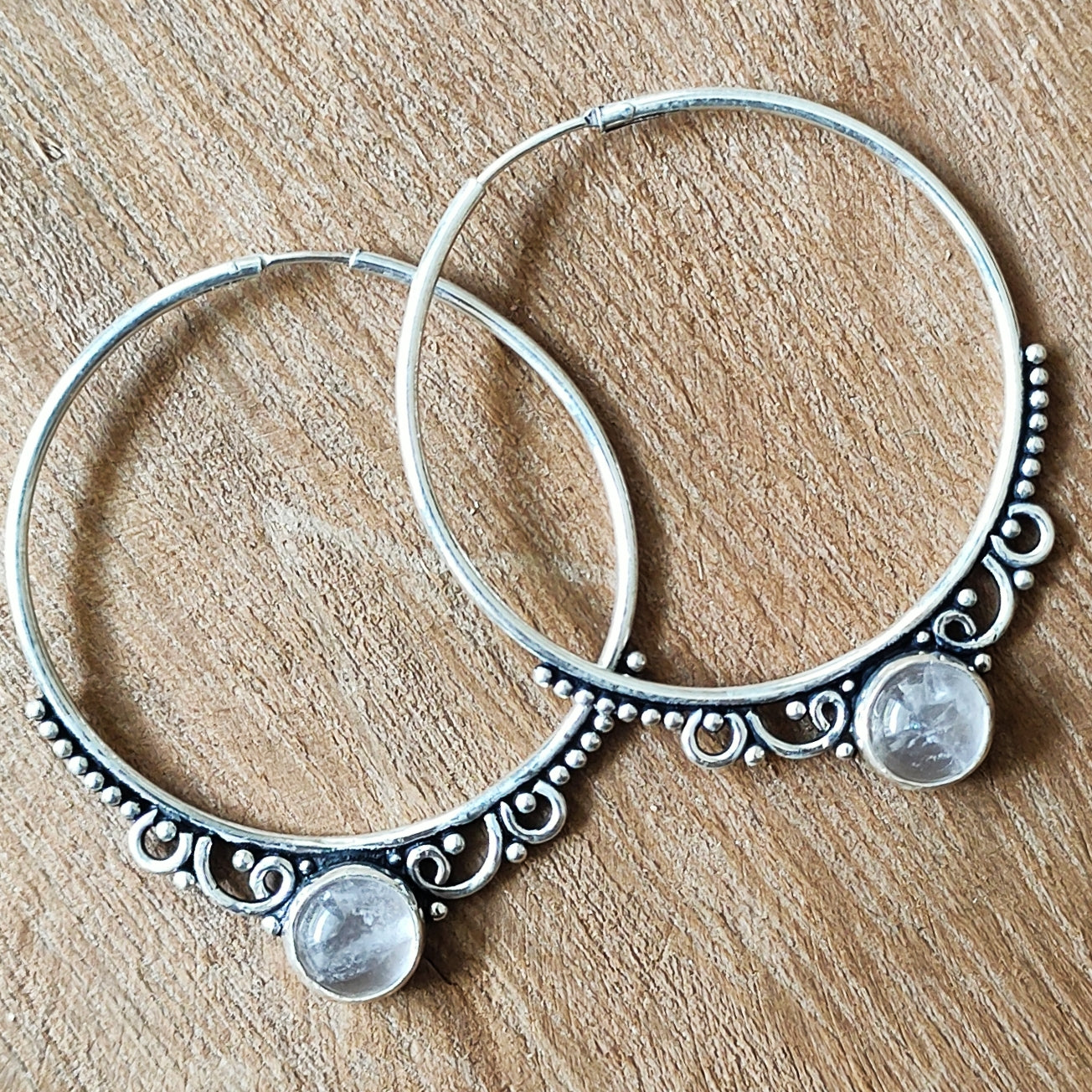 Hoops | Sterling zilver & rozenkwarts image 1