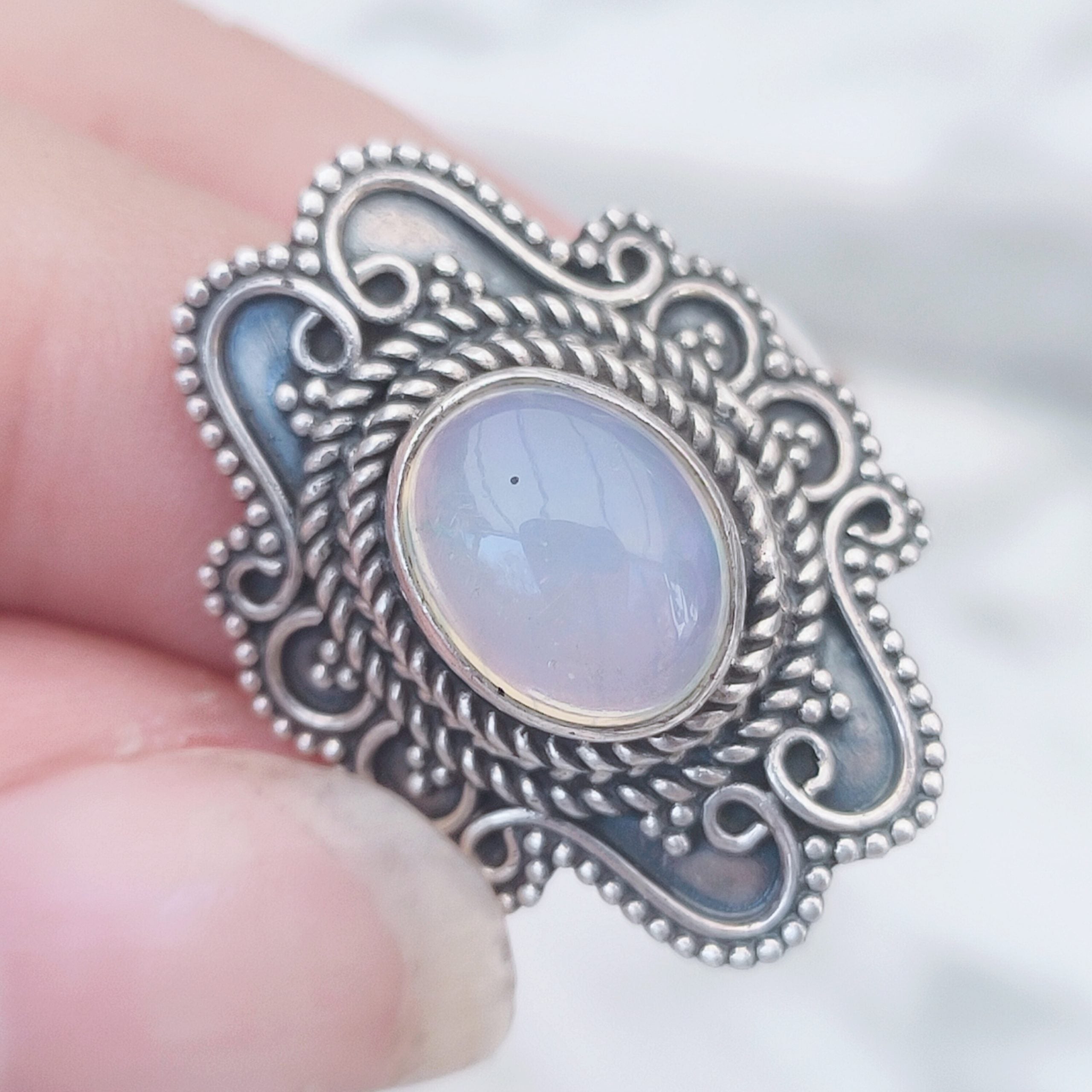 Ring | Sterling zilver & opaal | maat 17,5 image 0