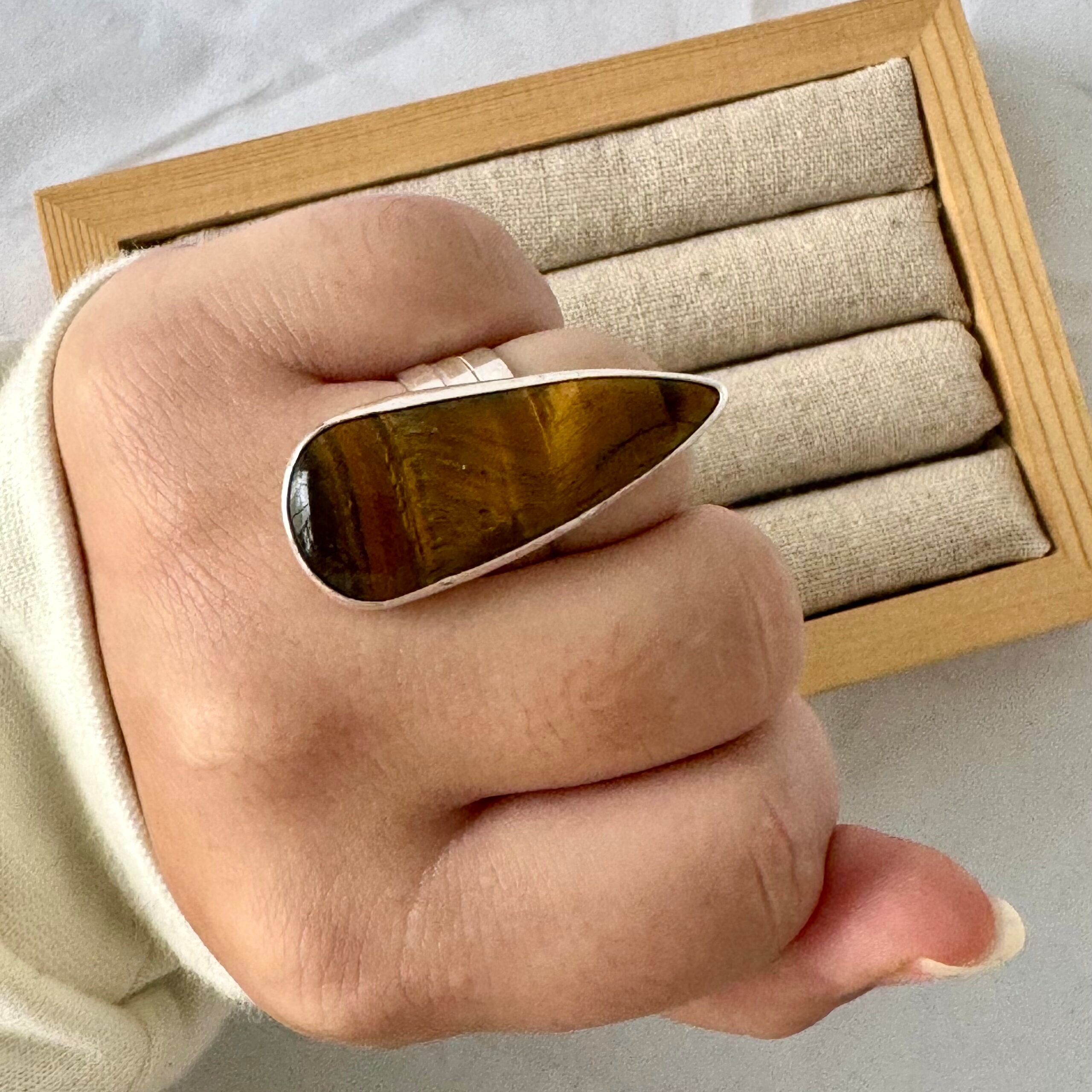 Ring | Sterling zilver & tijgeroog | maat 19,75 image 0