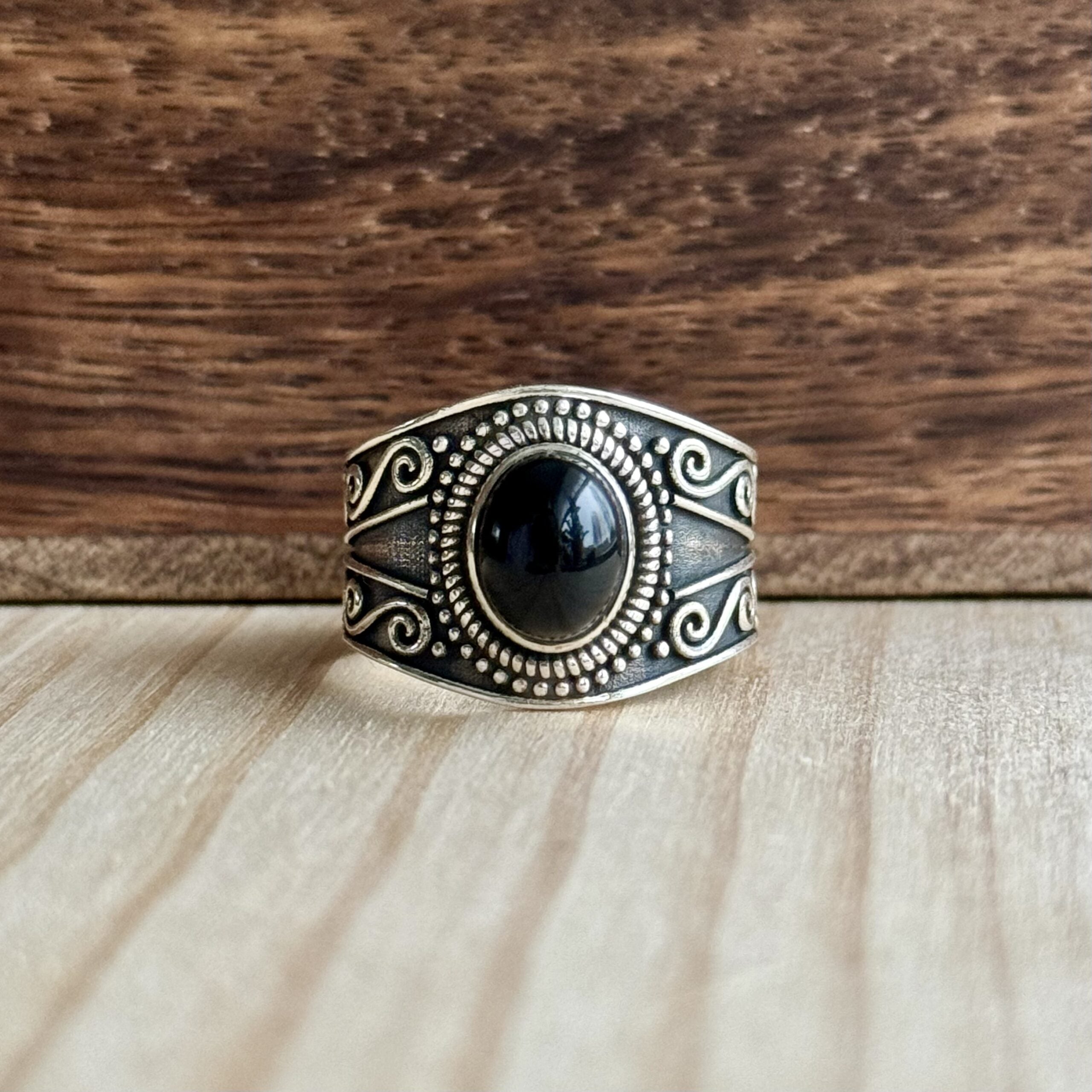 Ring | Sterling zilver & onyx | maat 19 image 1