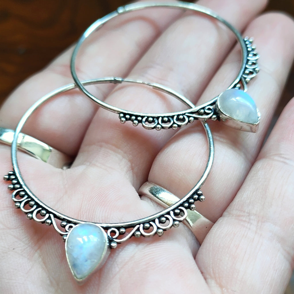 Hoops | Sterling zilver & maansteen image 1