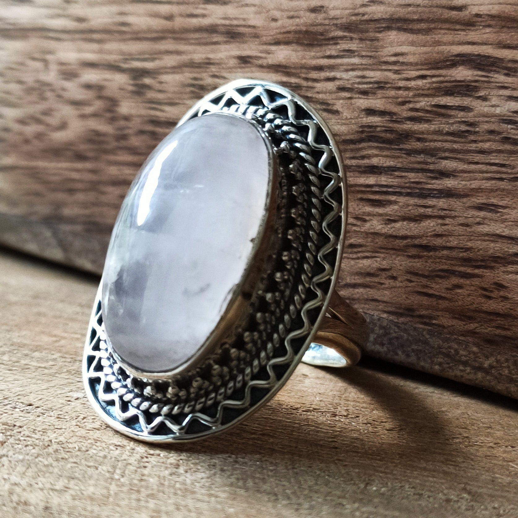 Ring | Sterling zilver & rozenkwarts | maat 17,75 image 0